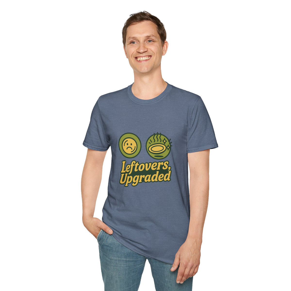 Leftovers Upgraded T-Shirt — Funny Foodie Tee with Soup & Smiley Icons - Trending Now - September 2026