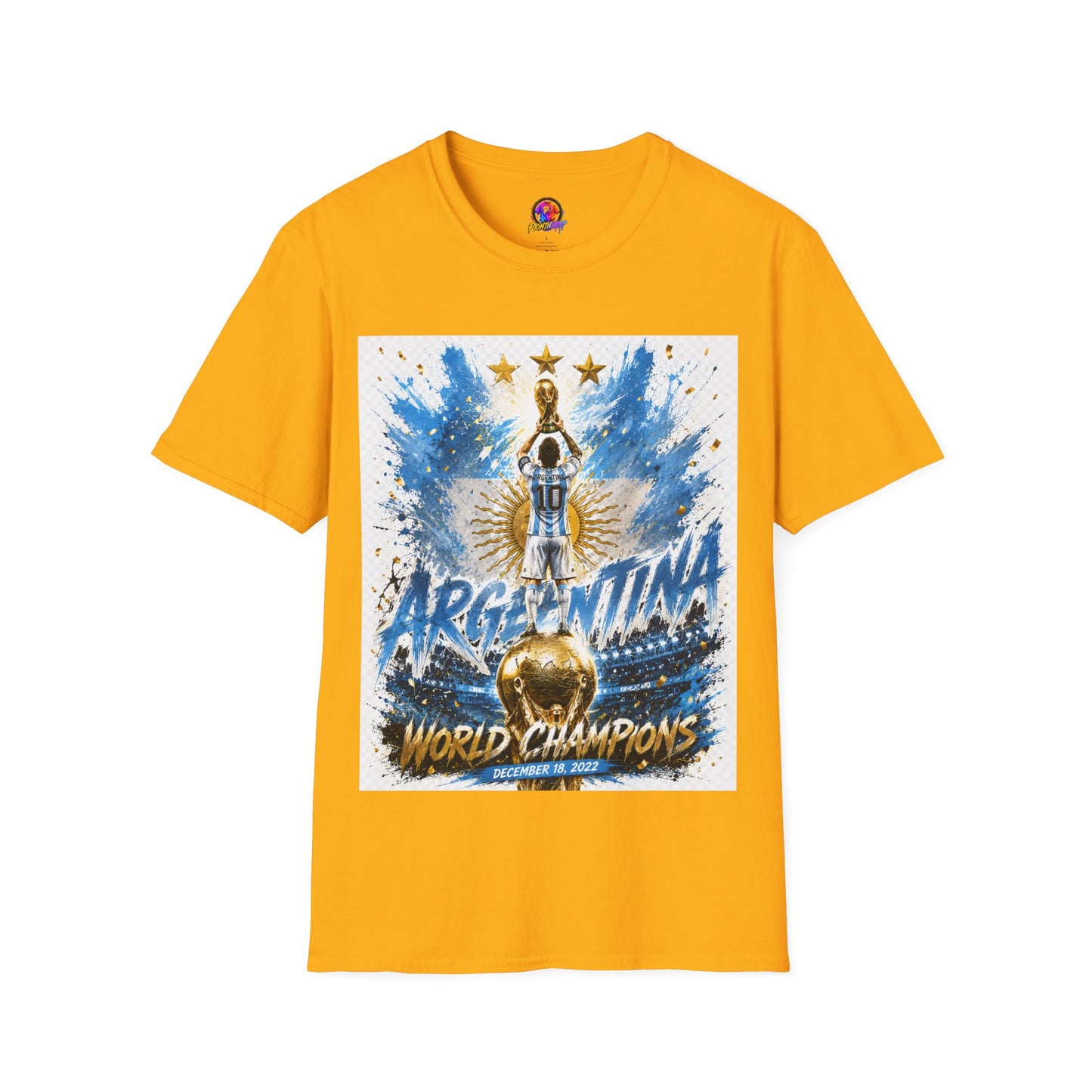 Argentina World Champions T‑Shirt — Soccer World Cup 3 Stars Tribute