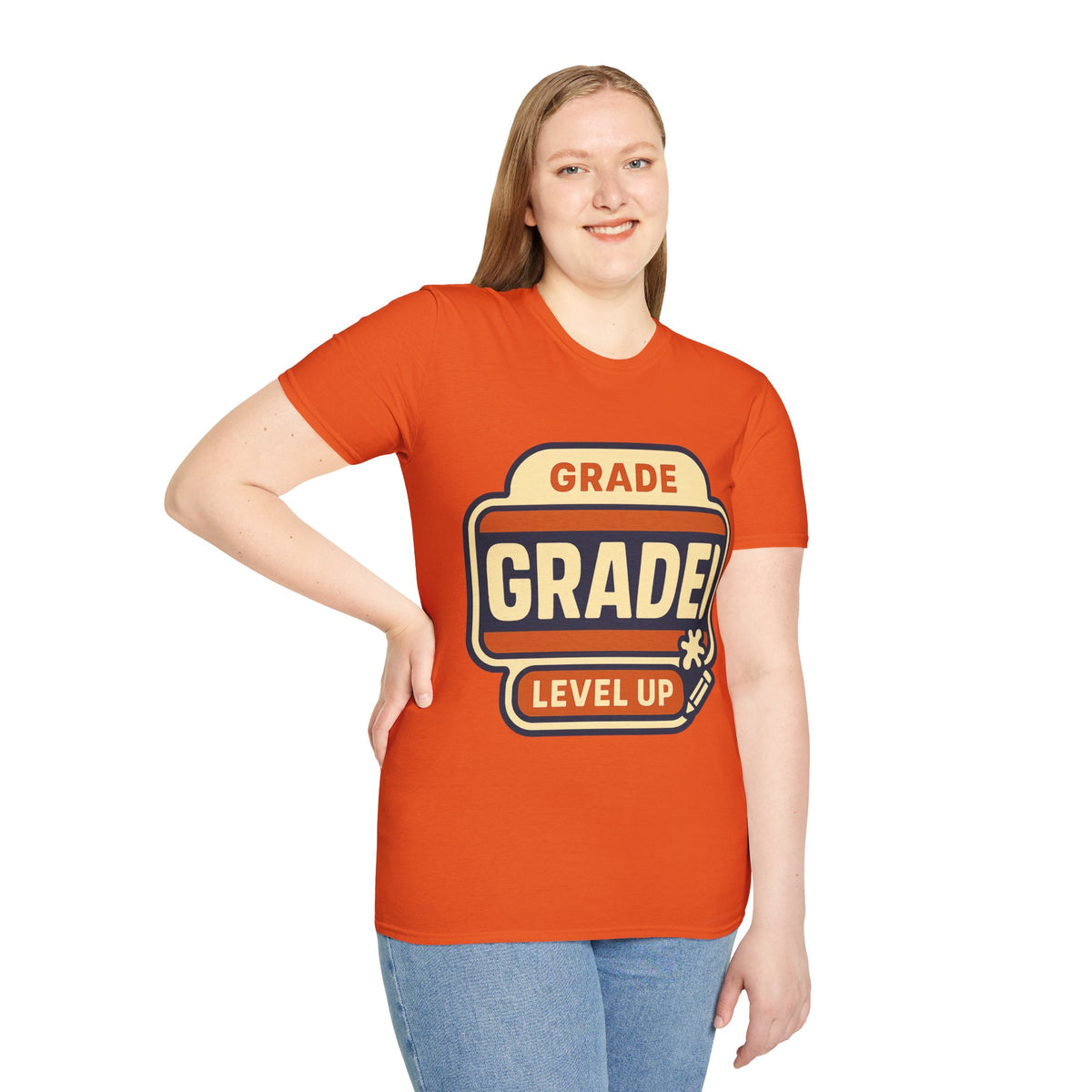 Grade Up Retro Badge T‑Shirt — "GRADE! LEVEL UP" Gamer Teacher Gift - Trending Now - August 2026
