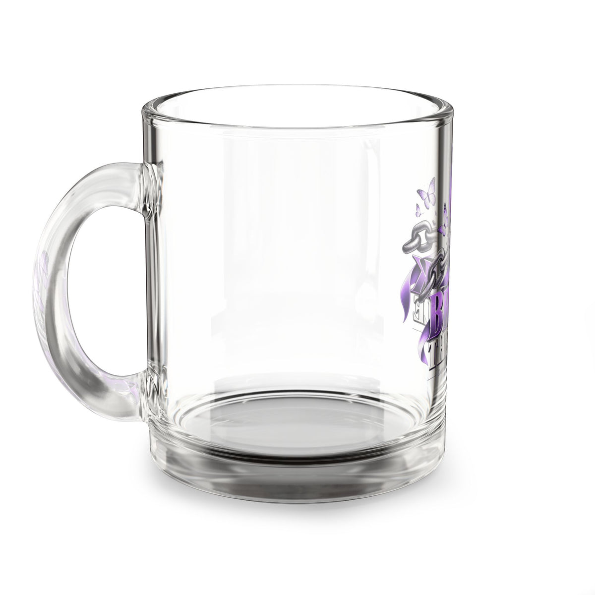 Break the Cycle Purple Ribbon Glass Mug – 10 oz Domestic Violence  Awareness Coffee Cup