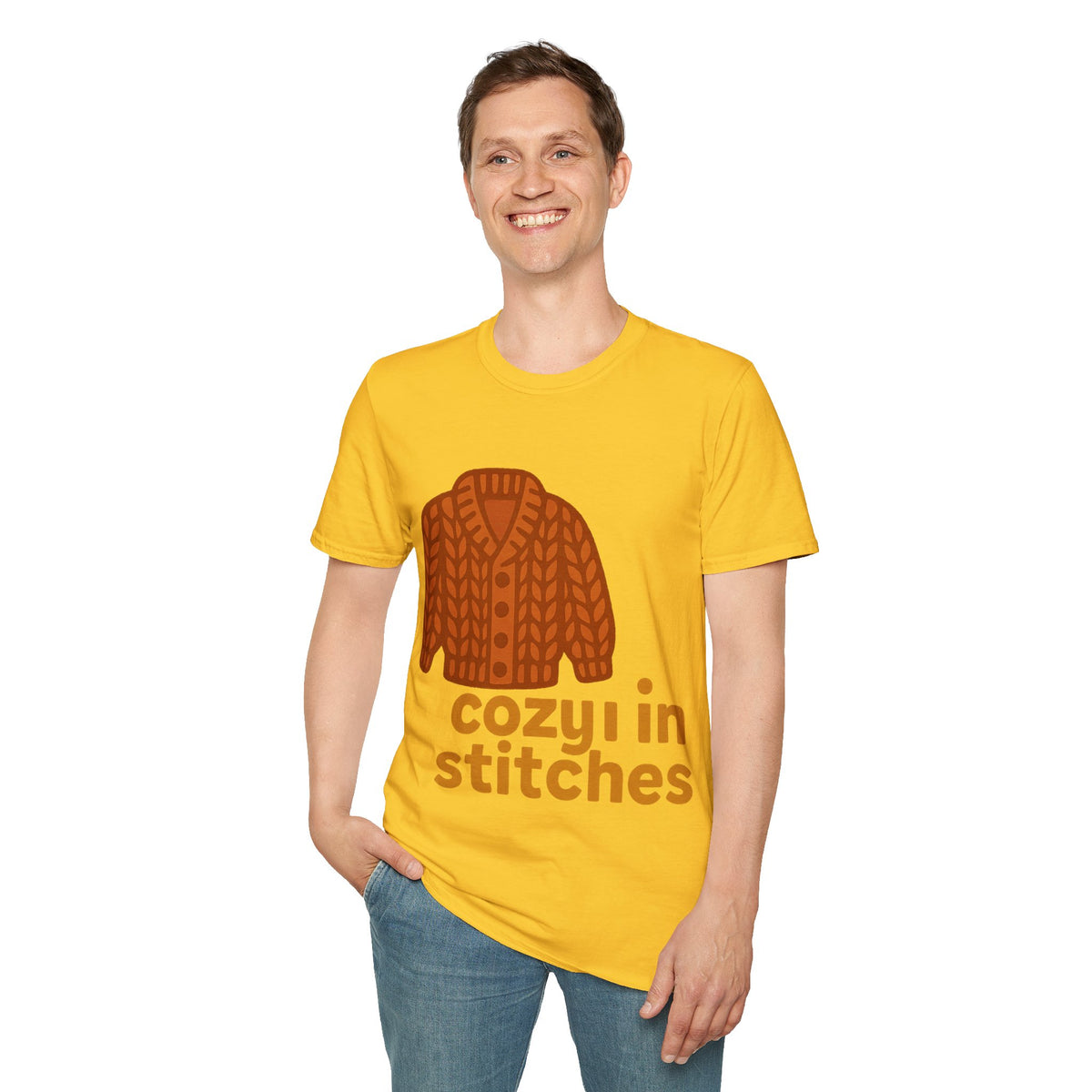"Cozy In Stitches" Autumn Sweater Tee | Cute Knitting Crochet T-Shirt - Trending Now - September 2026
