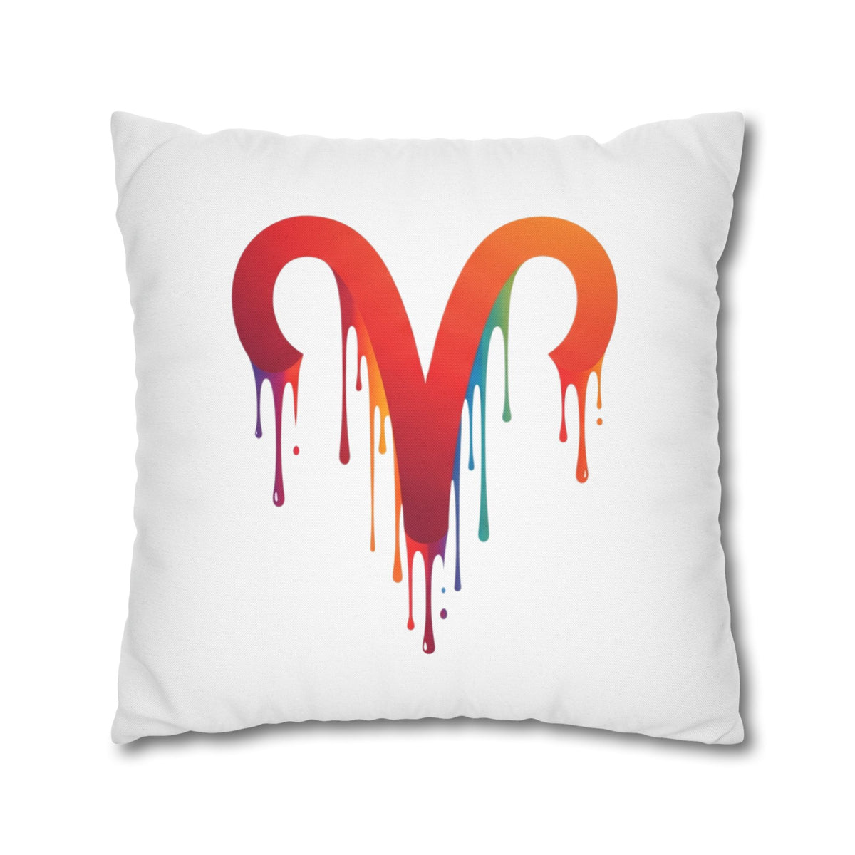 Aries Rainbow Drip Heart Pillowcase — Colorful Melting Heart Decorative Pillow