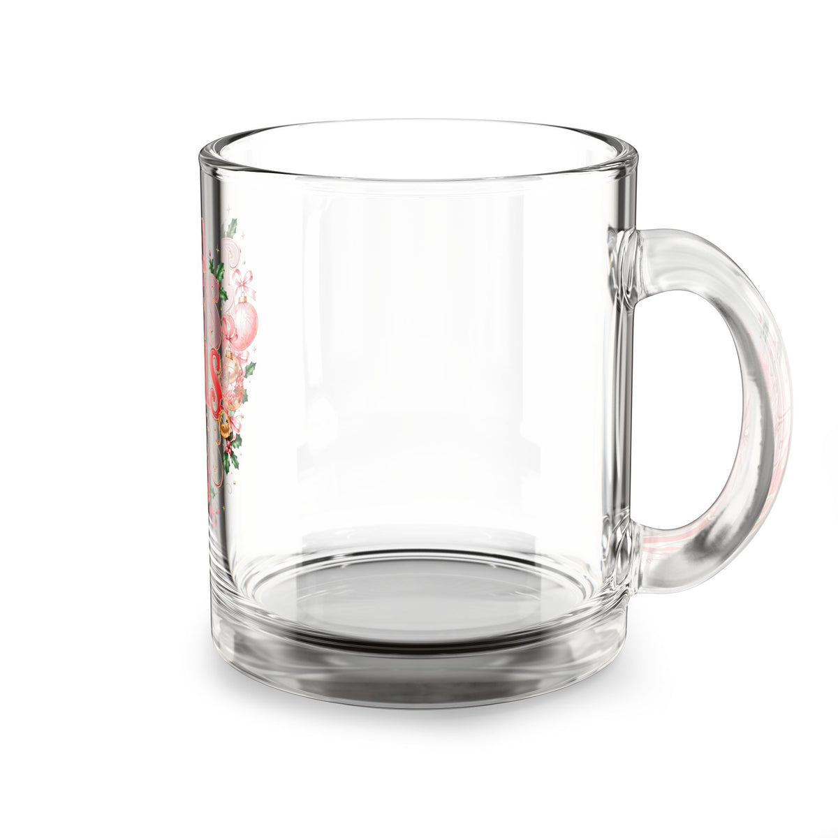Christmas Glass Mug 10 oz Glass Mug — "Bows Bells Boss" Christmas Glass Coffee Mug | Cute Festive Holiday Gift