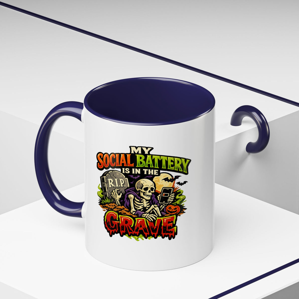 Halloween  Social Battery Is Low Accent Coffee Mug