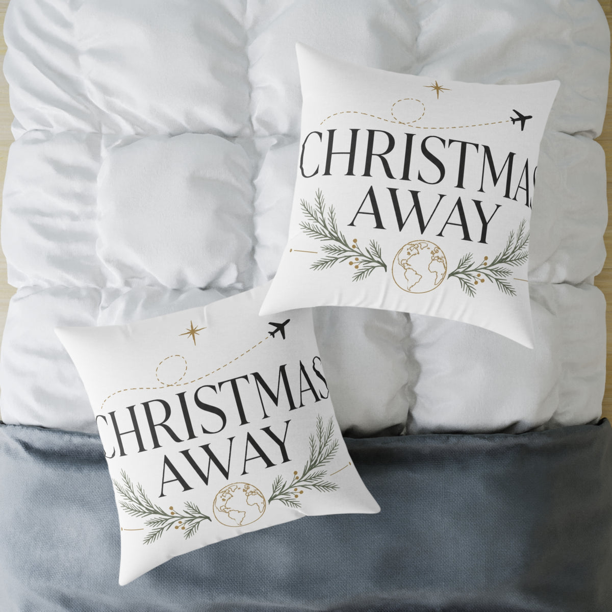 Christmas Holiday Travel Pillow | "Christmas Away" Decorative Throw Cushion