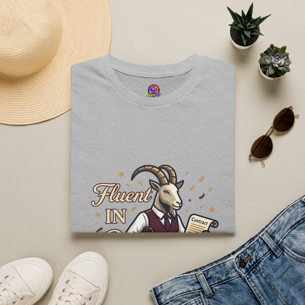 Capricorn Goat Graphic T-Shirt — "Fluent in Sarcasm & Success" Zodiac Tee