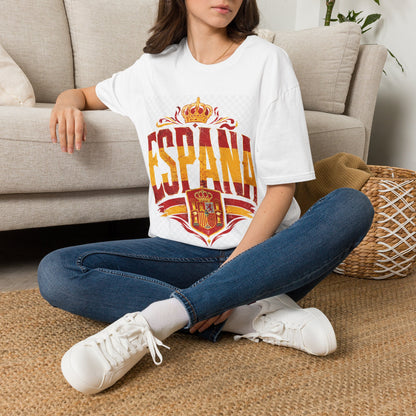Spain Crown Graphic T-Shirt — Spanish Flag Vintage Crest Tee