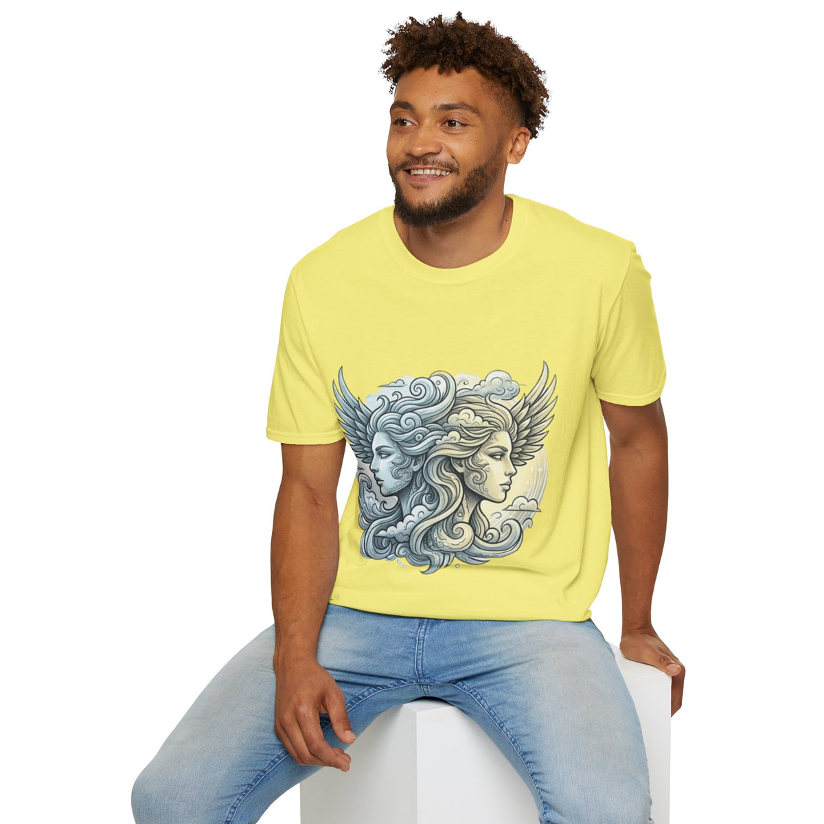 Mythic Moon & Sun Faces T-Shirt — Celestial Duality Graphic Tee