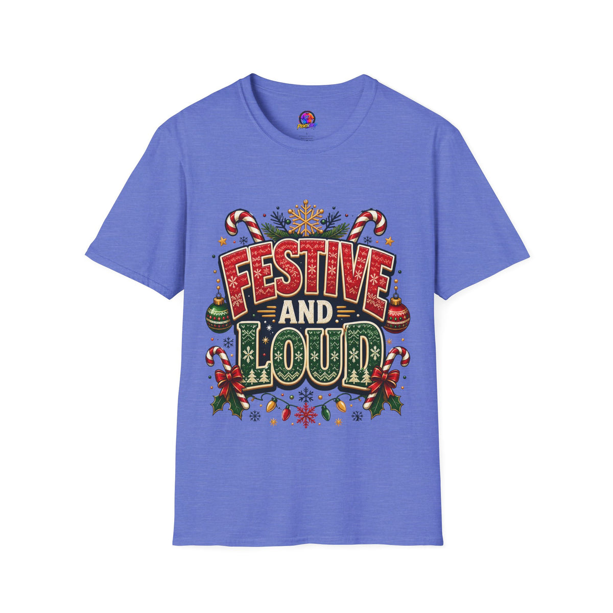 Festive and Loud Holiday T-Shirt — Christmas Candy Cane Graphic Tee