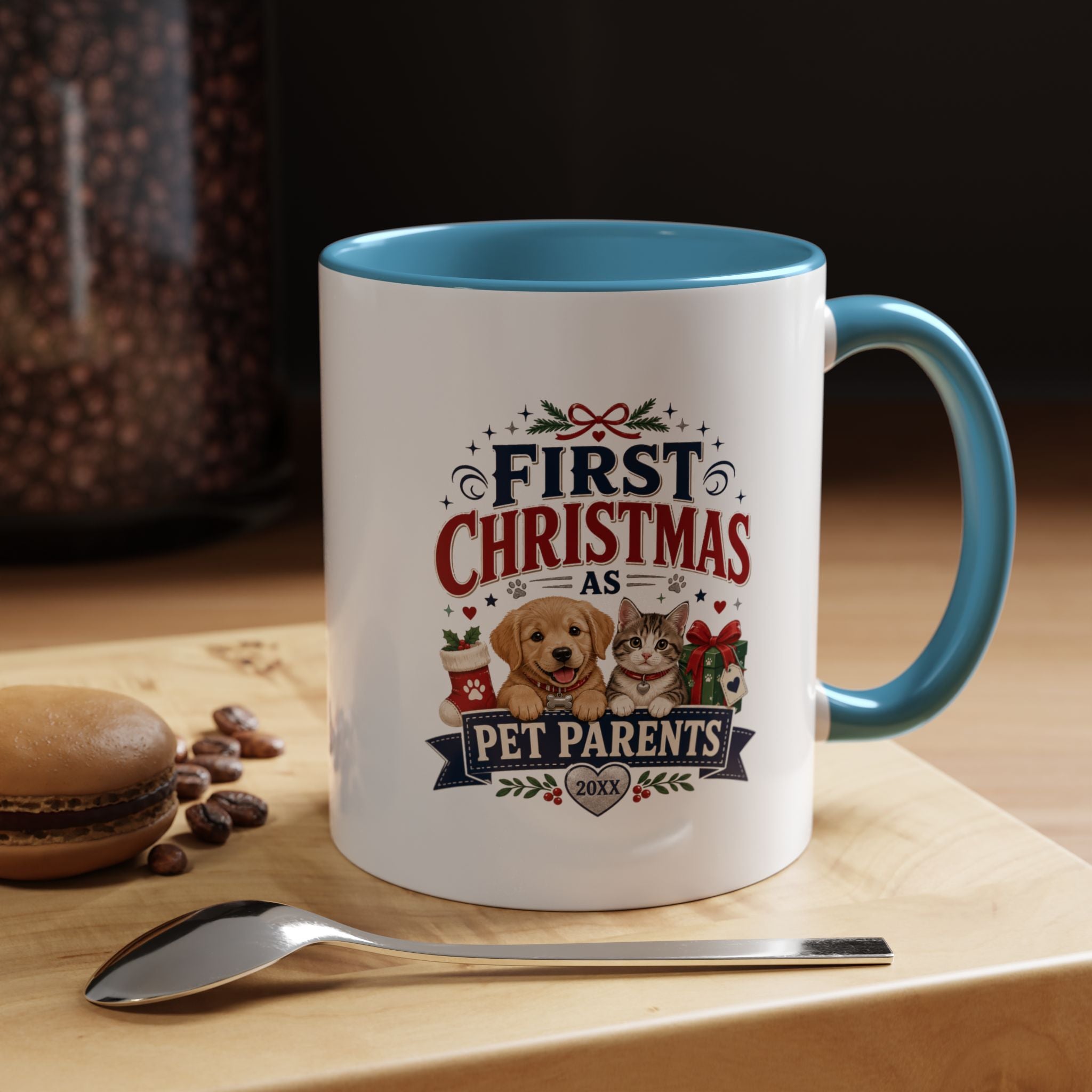 Christmas First Christmas as Pet Parents Coffee Mug — Cute Dog & Cat Holiday Gift