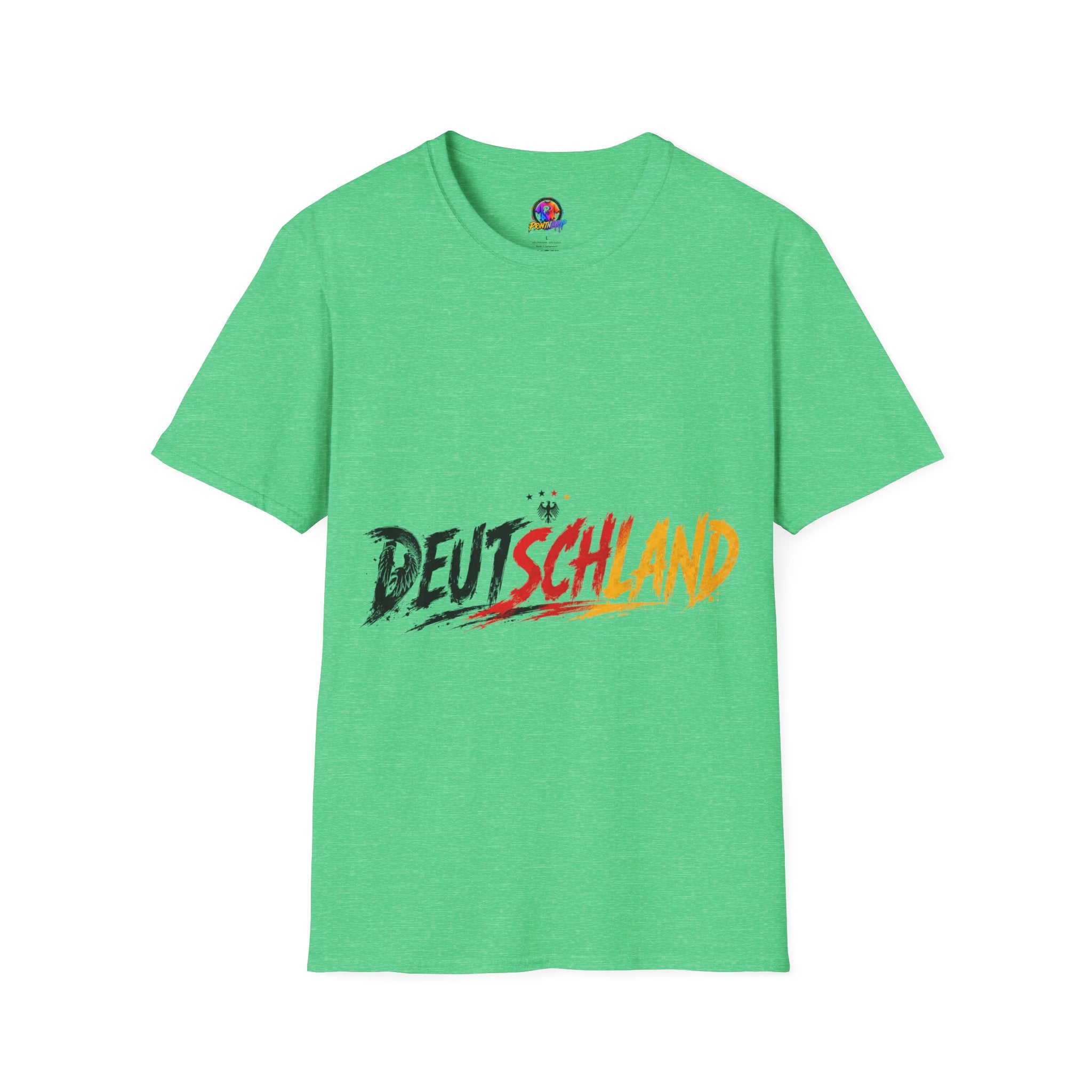 Germany Deutschland Football T-Shirt — Deutschland Script with German Flag Brushstroke