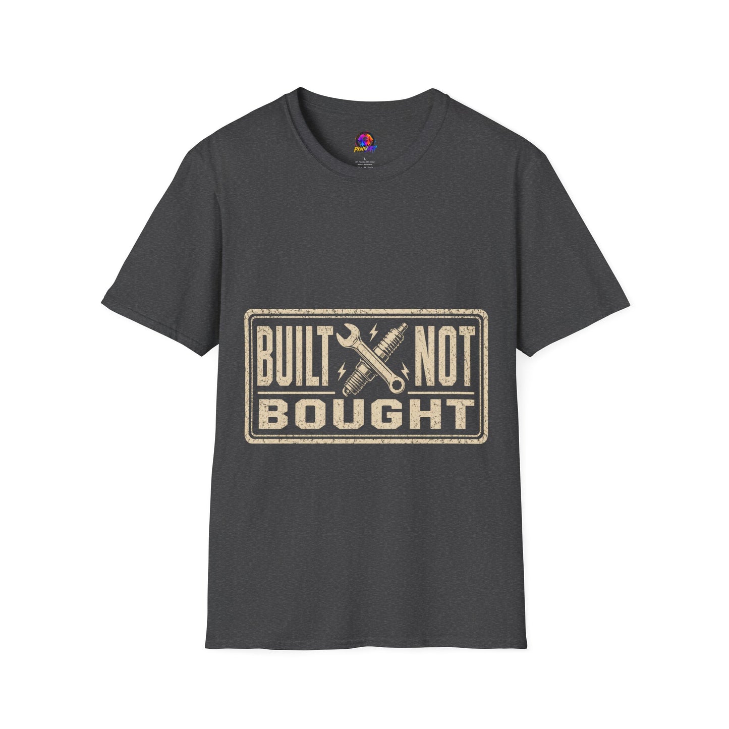 Built Not Bought T-Shirt — Vintage Mechanic Workwear Tee