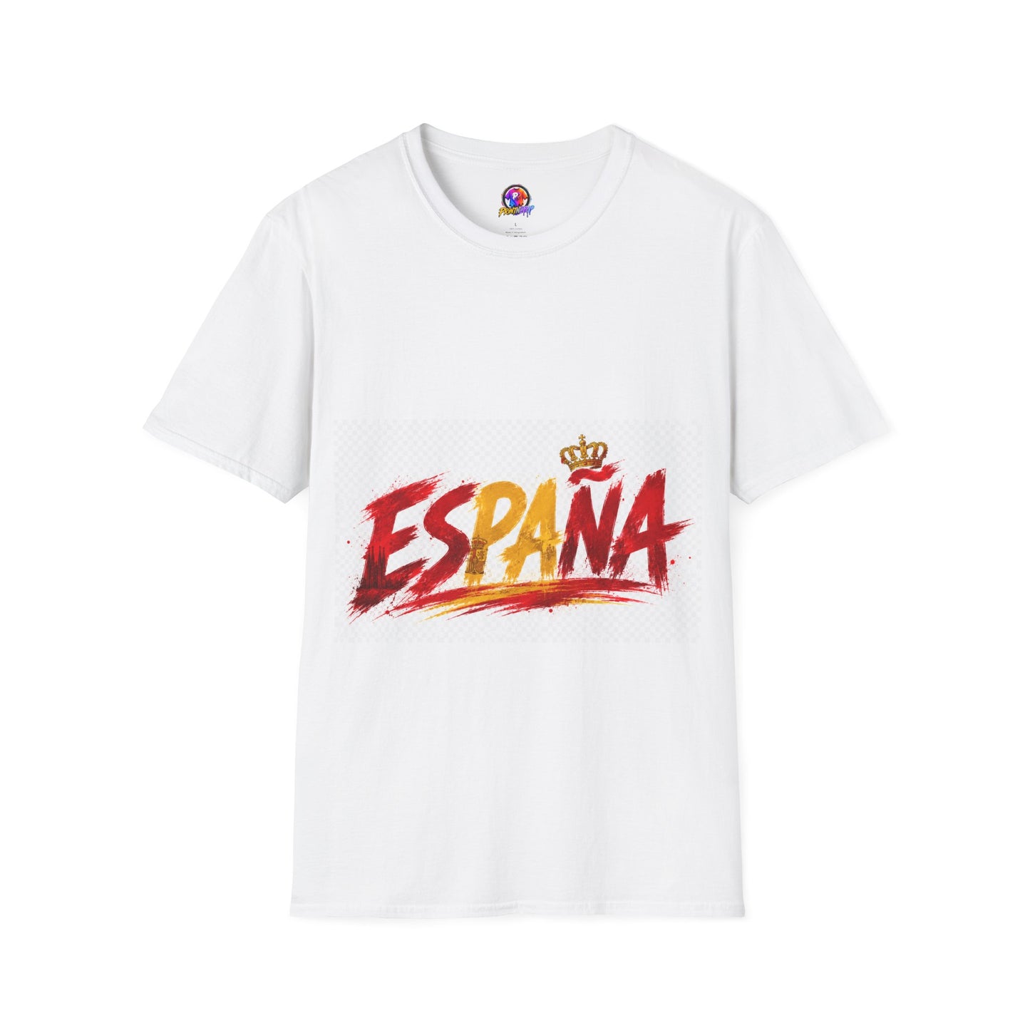 Spain  Graphic T-Shirt — Spanish Flag Brushstroke Design with Crown