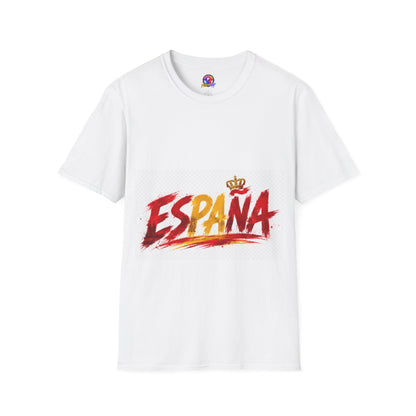 Spain  Graphic T-Shirt — Spanish Flag Brushstroke Design with Crown