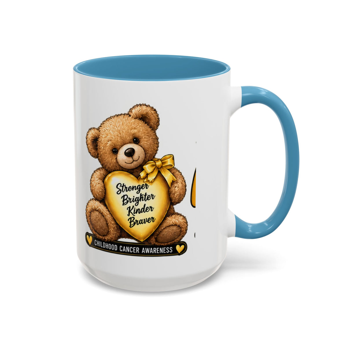 Gold Ribbon Teddy Bear Childhood Cancer Awareness Accent Mug (11/15oz)