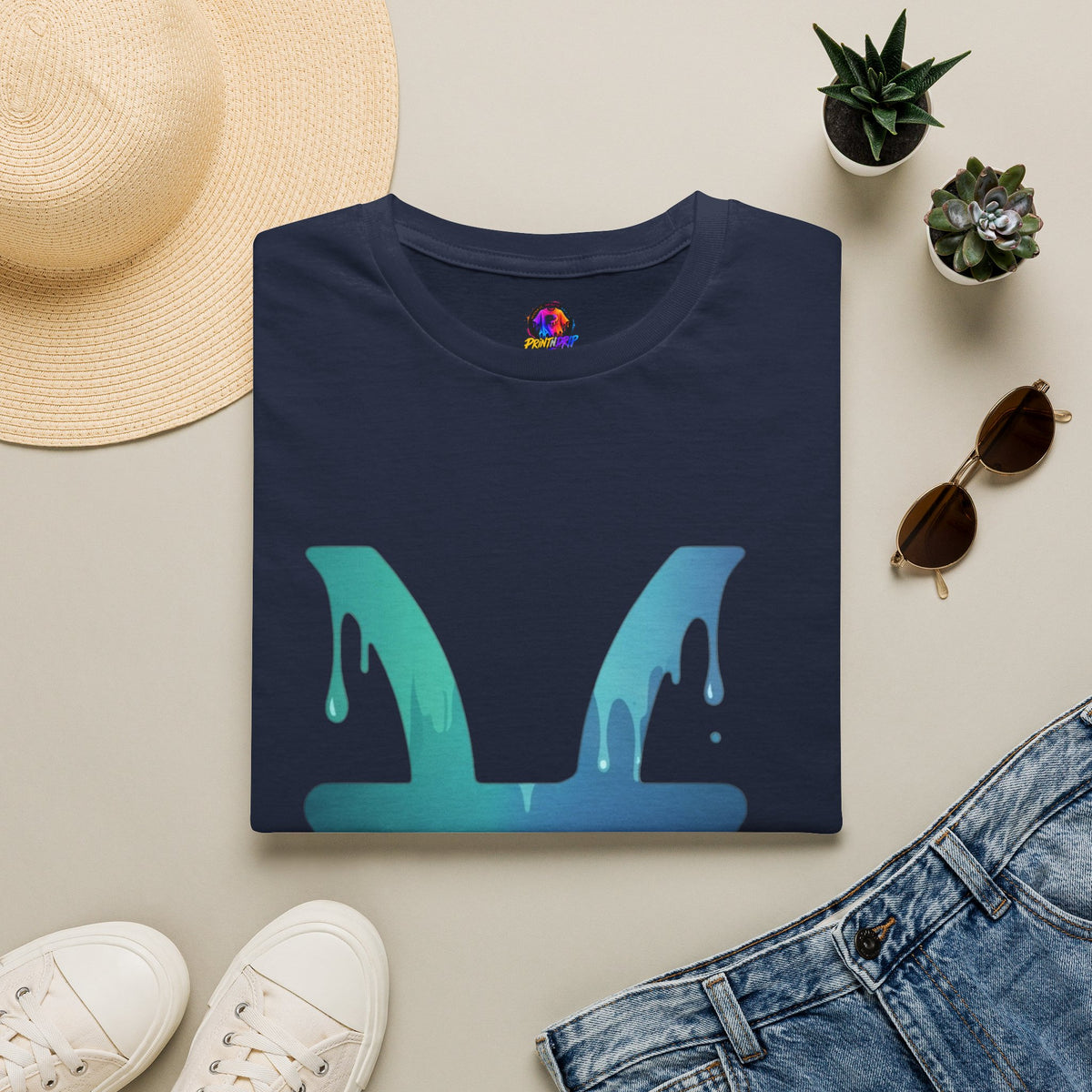 Pisces Drip Zodiac T-Shirt — Blue Gradient Astrological Tee