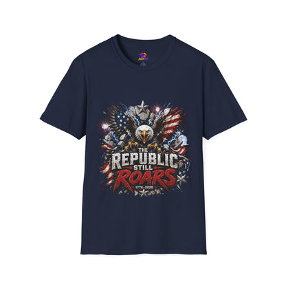 Patriotic Eagle T-Shirt — "The Republic Still Roars" | American Flag Graphic