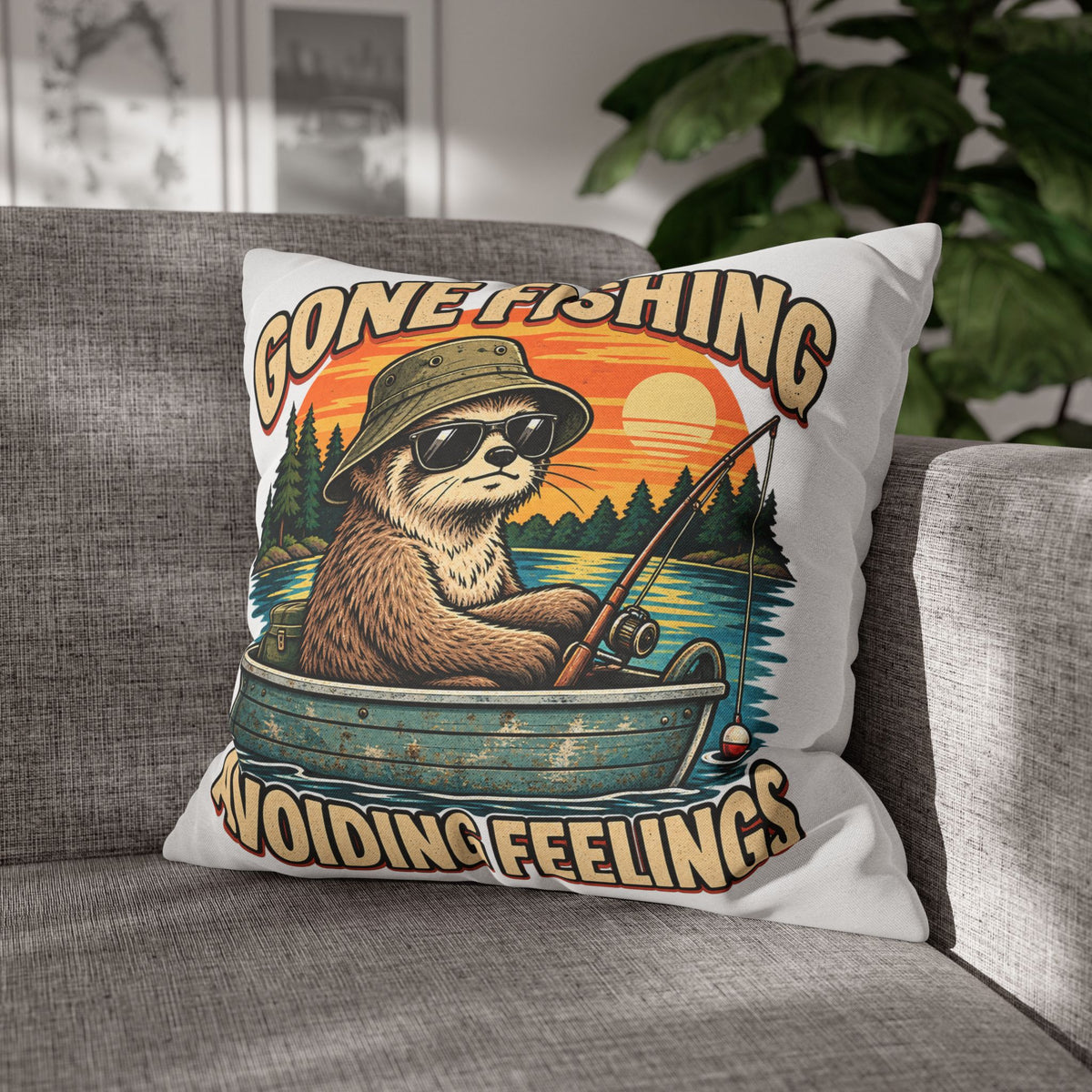 Funny Gone Fishing Avoiding Feelings Decorative Pillowcase