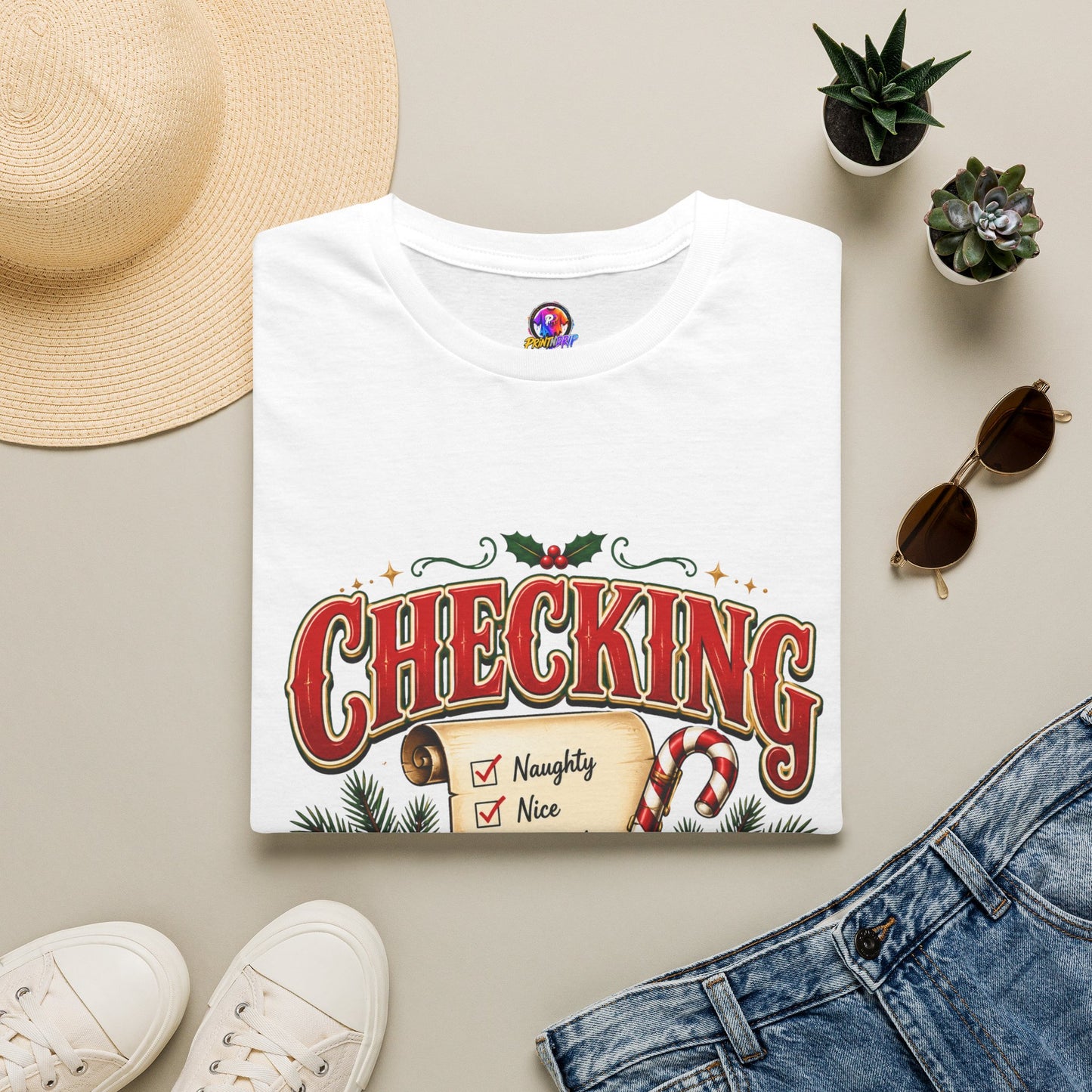 Checking It Twice Christmas T-Shirt — Naughty or Nice Holiday Tee