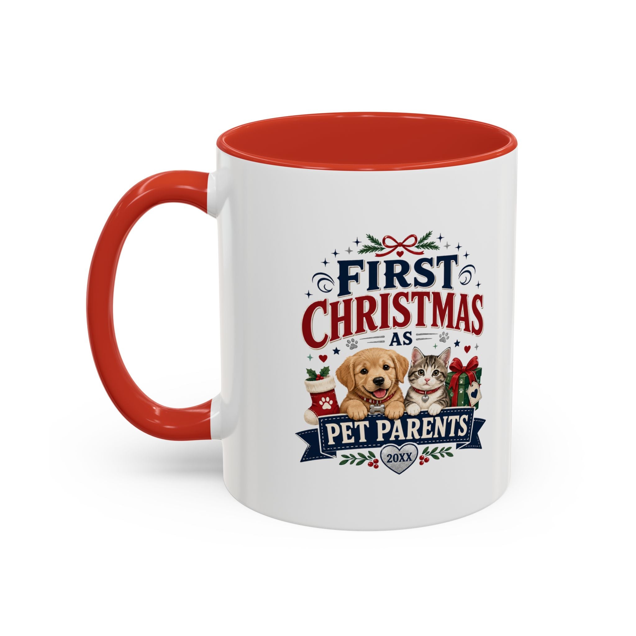 Christmas First Christmas as Pet Parents Coffee Mug — Cute Dog & Cat Holiday Gift