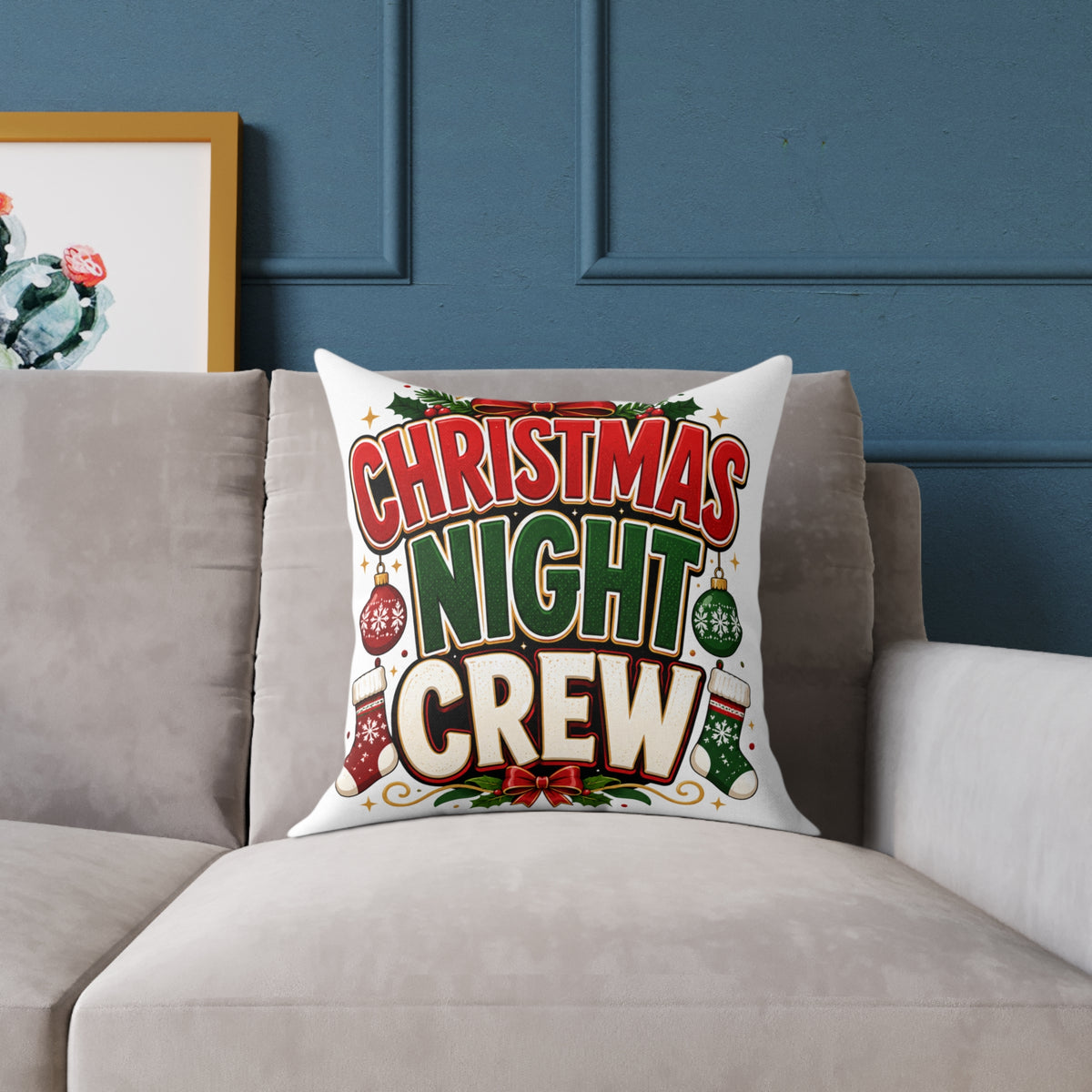 Christmas Night Crew Pillow — Festive Holiday Decorative Throw Pillow