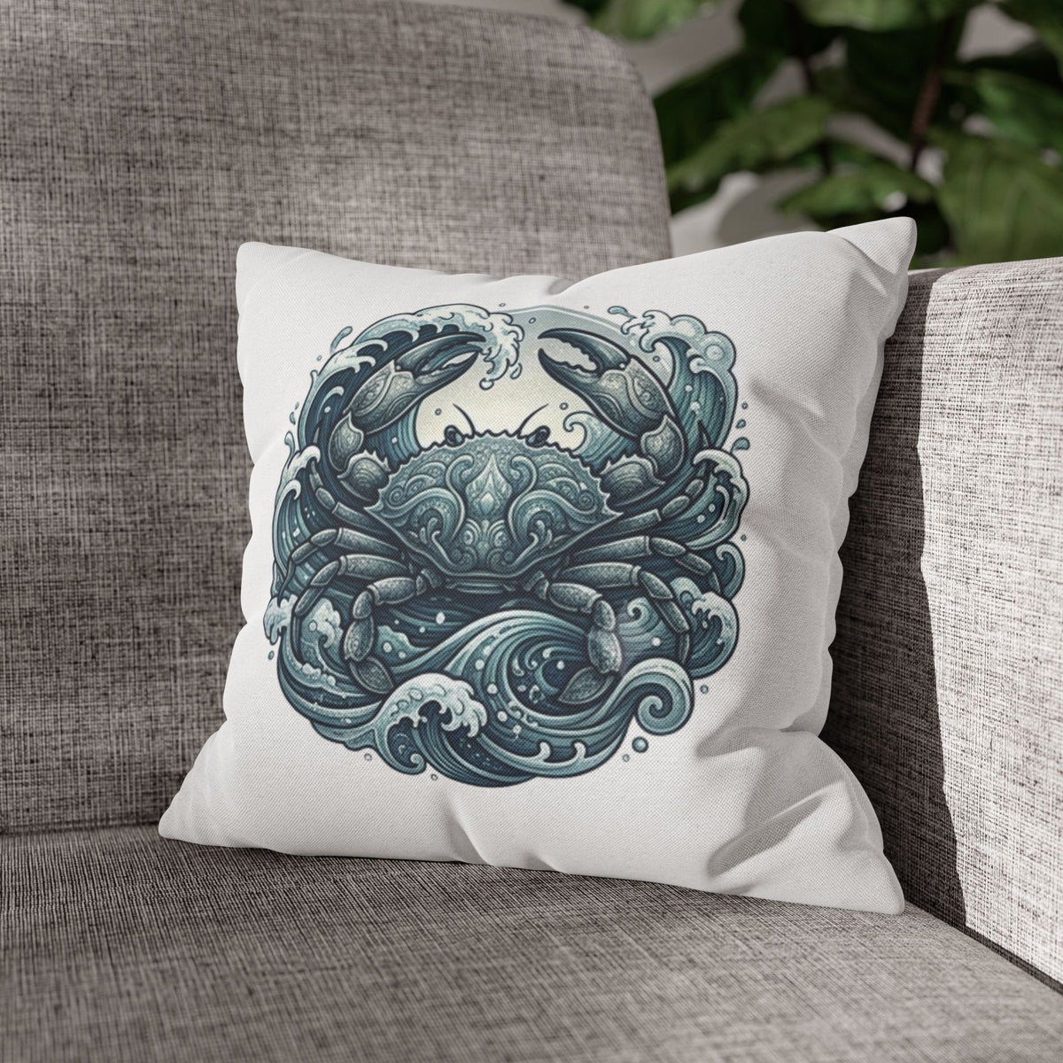 Cancer Zodiac Ocean Crab Decorative Pillowcase — Nautical Coastal Accent