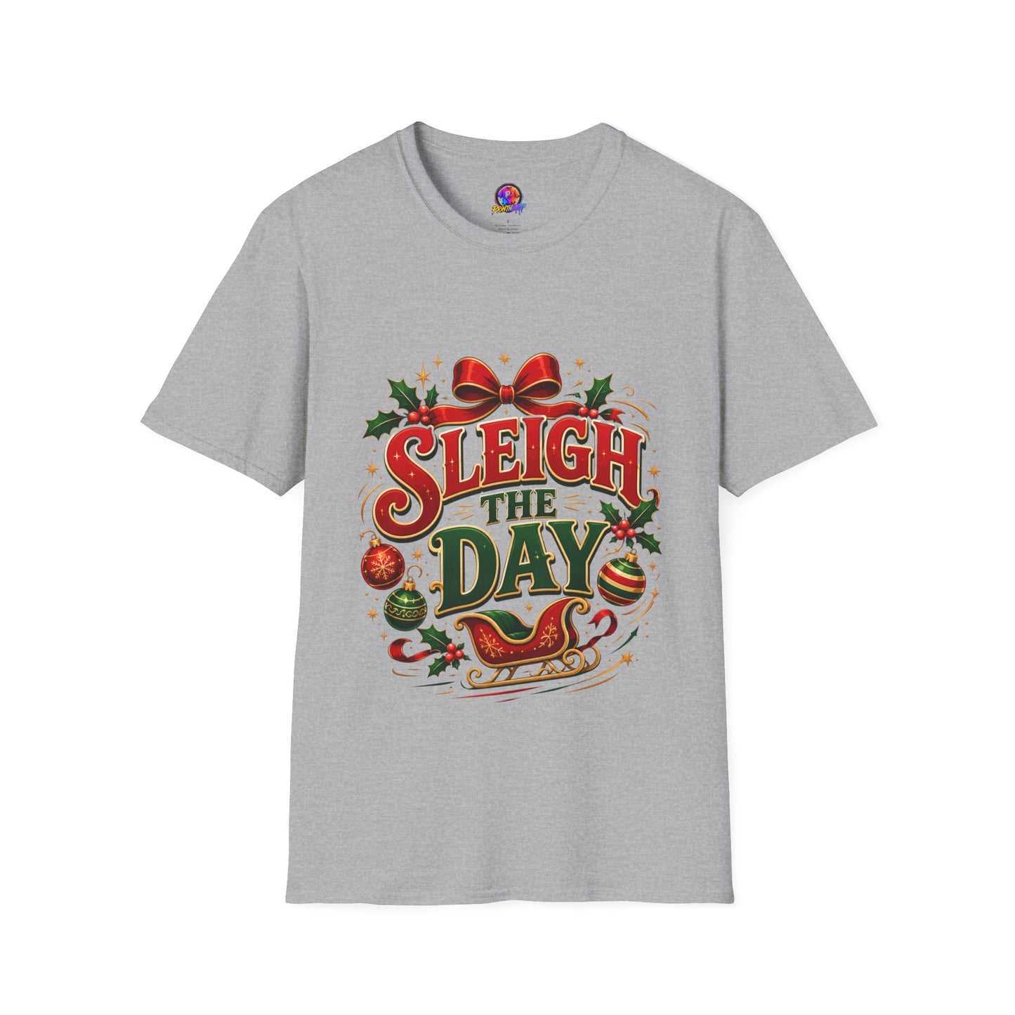 Christmas T-Shirt — "Sleigh the Day" Holiday Graphic Tee