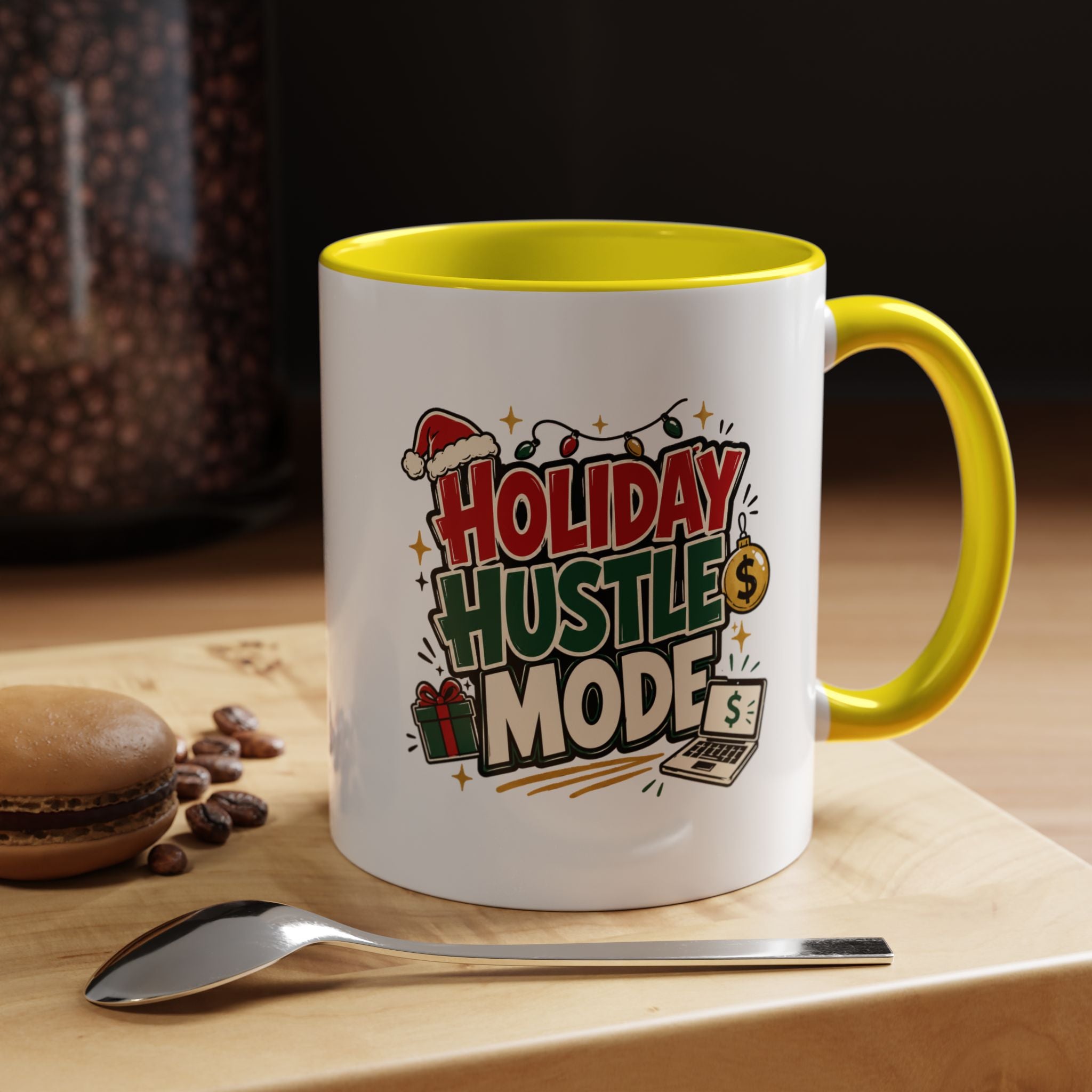Modern Day Christmas Holiday Hustle Mode Coffee Mug — Festive Christmas Work Grind 11/15oz Accent Mug