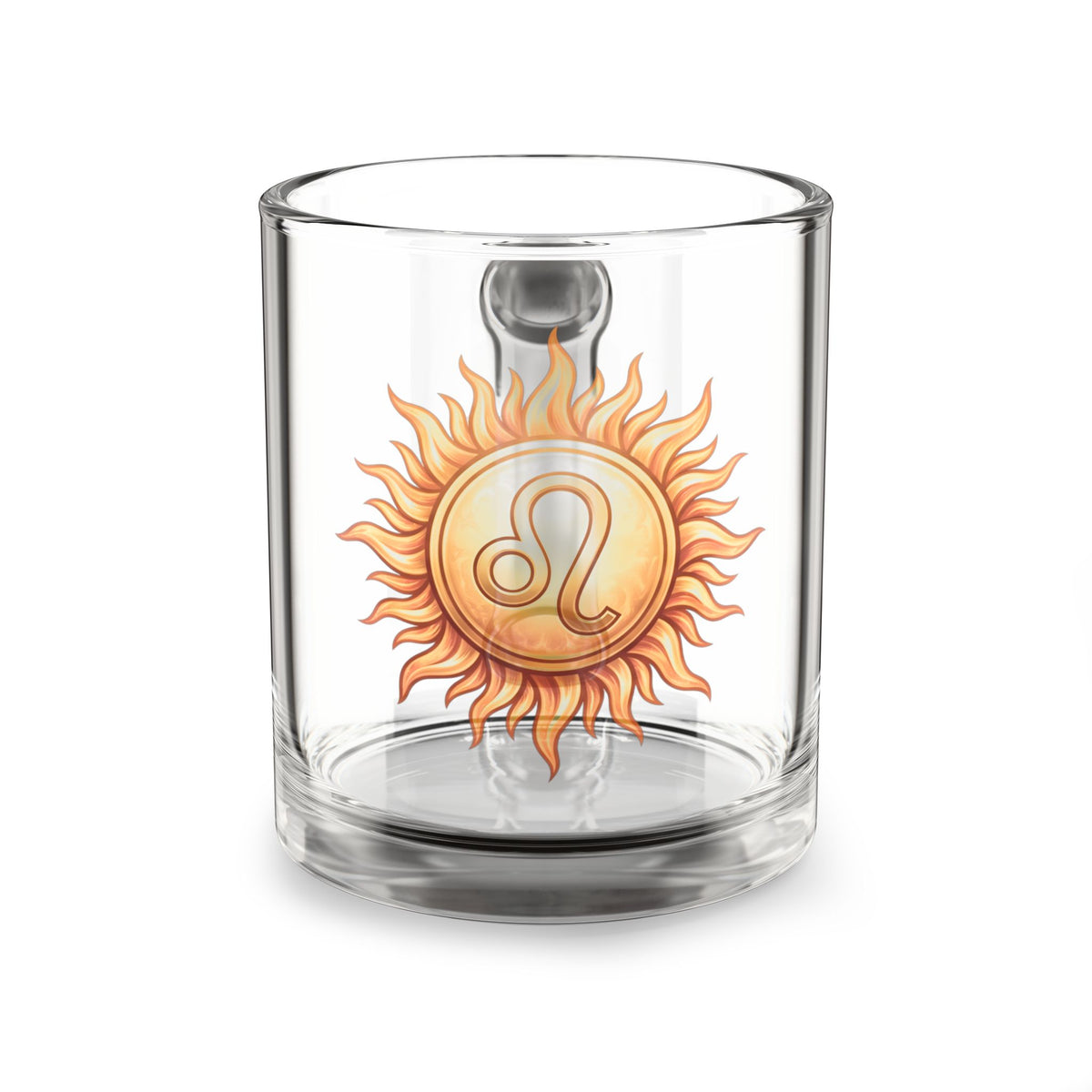 Leo Sun Zodiac Glass Mug — 10oz Astrological Coffee Cup