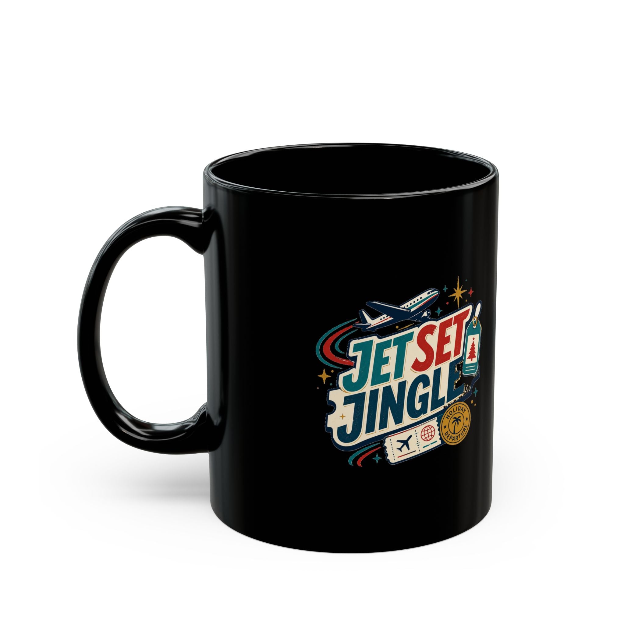 Modern Day Christmas Jet Set Jingle Travel Mug — Festive Christmas Airplane Coffee Cup
