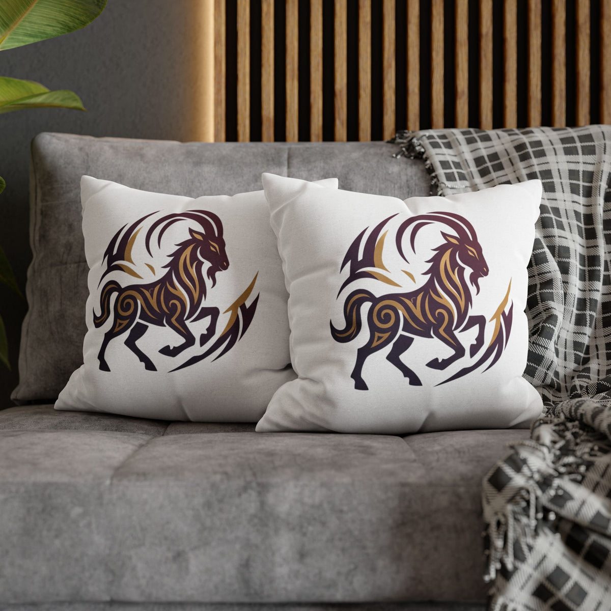 Capricorn Tribal Goat Decorative Pillowcase — Zodiac Accent Pillow