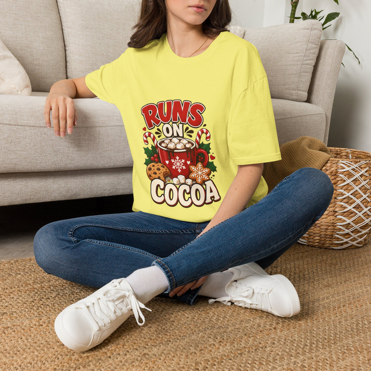 T-Shirt — Runs On Cocoa Holiday Graphic Tee