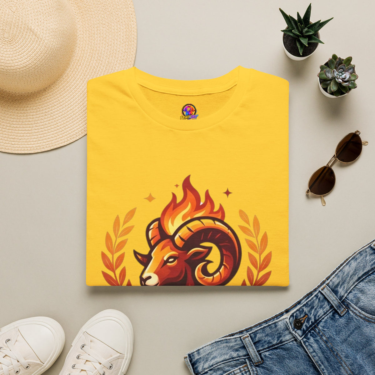 Aries Zodiac T-Shirt — "Born to Lead Not to Follow" Ram Graphic