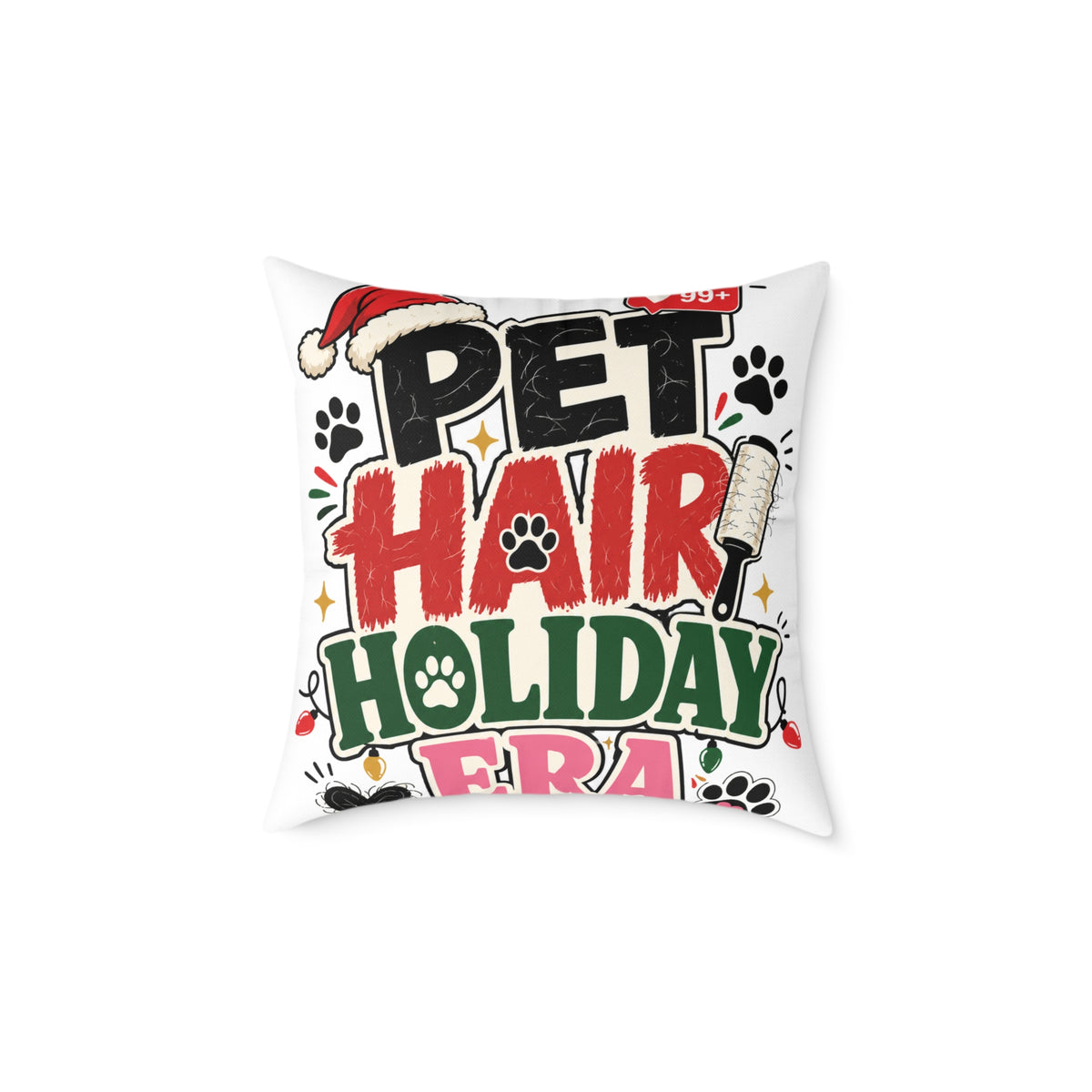 Modern Day Christmas Pet Hair Holiday Pillow