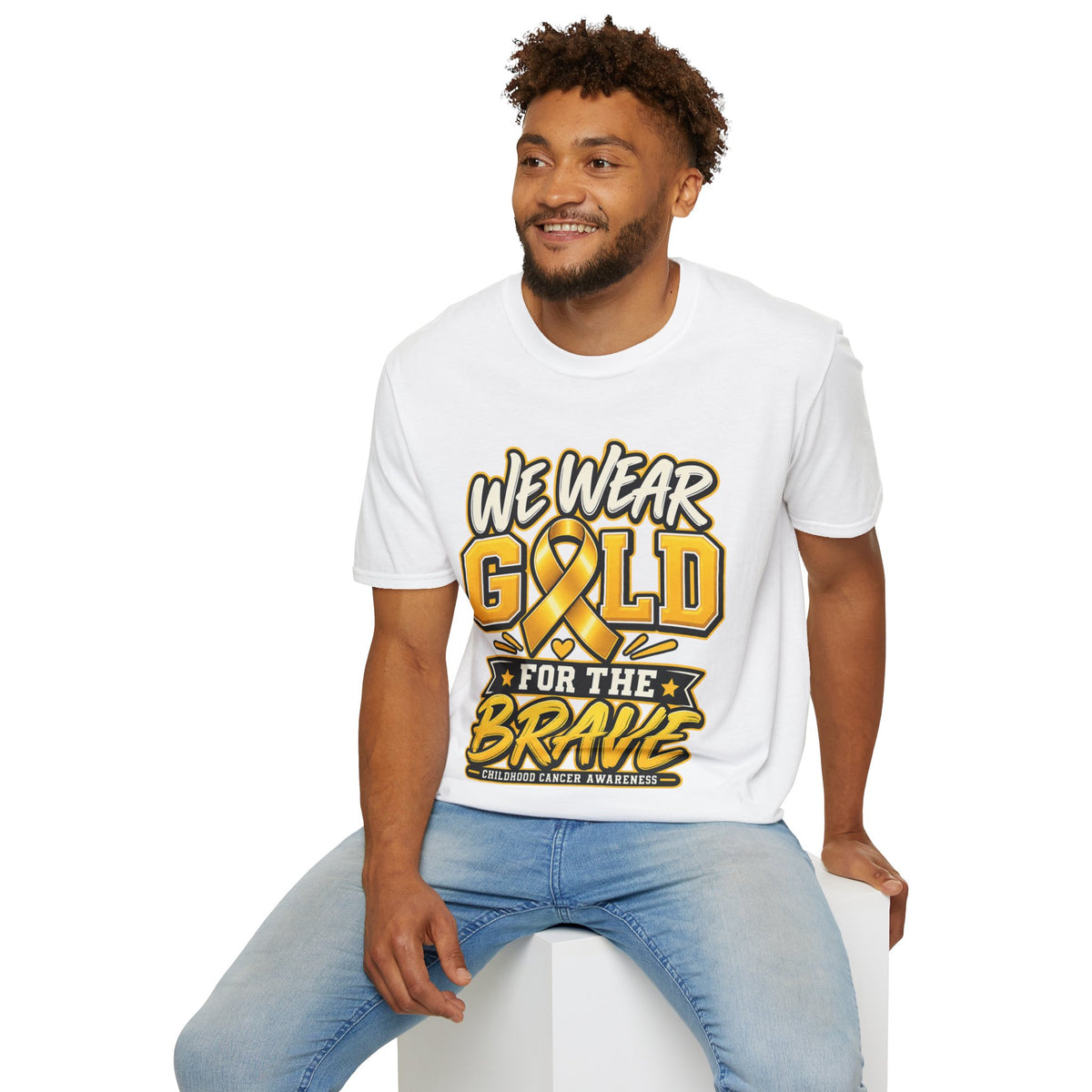 Childhood Cancer Awareness T-Shirt — "We Wear Gold For The Brave"