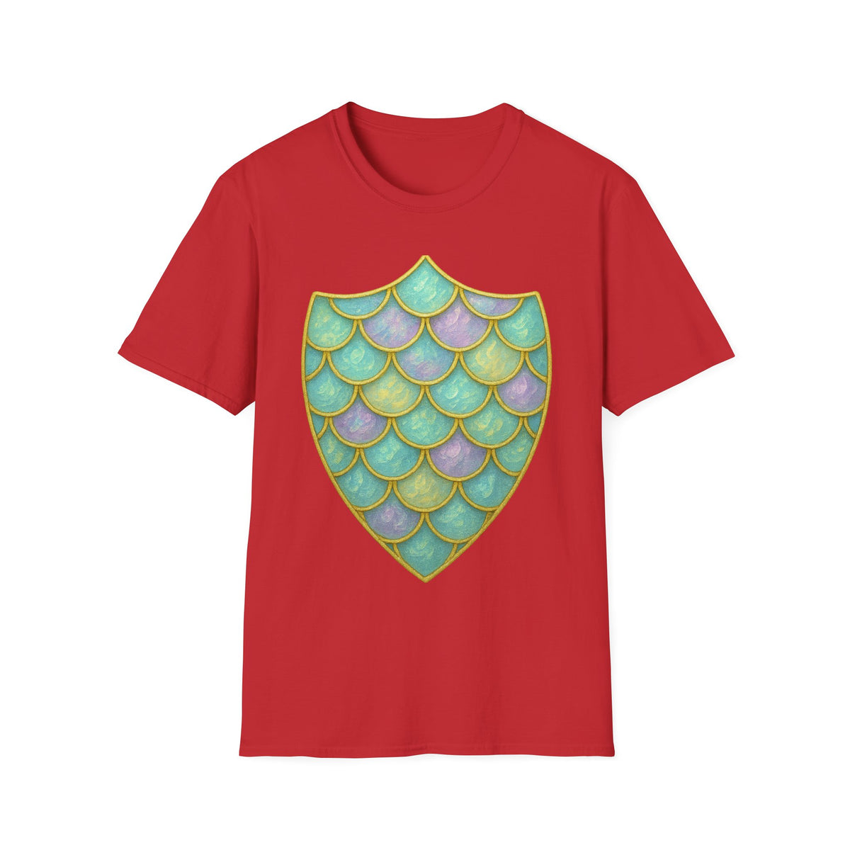 Mermaid Scale Shield T-Shirt — Iridescent Aquamarine Graphic Tee - Trending Now - September 2026