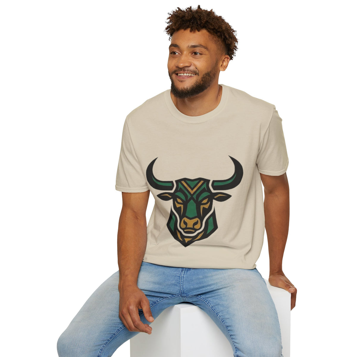 Taurus Bull Head T-Shirt — Geometric Tribal Bull Graphic Tee