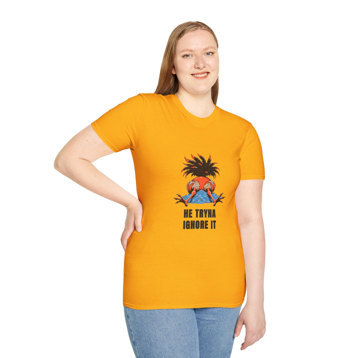 Graphic T-Shirt — 'He Tryna Ignore It' Funny Crab Illustration Tee - Trending Now - August 2026