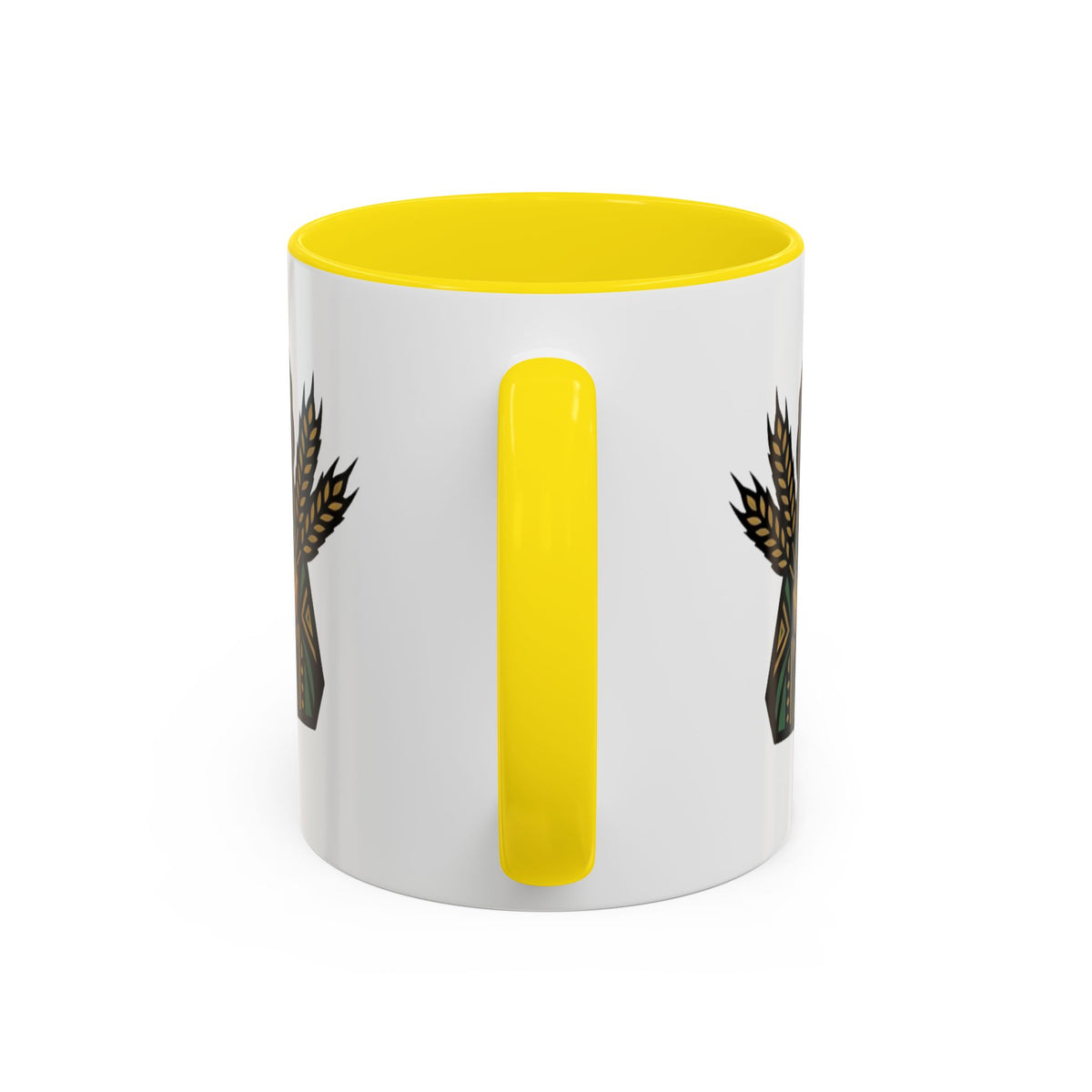 Virgo Zodiac Harvest Goddess Accent Coffee Mug — Rustic Wheat & Earthy Green Tribal Design