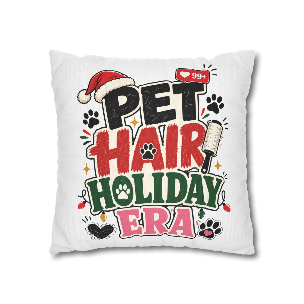 Pet Hair Holiday Pillowcase  Modern Day Christmas — Cute Christmas Pet Lover Decor