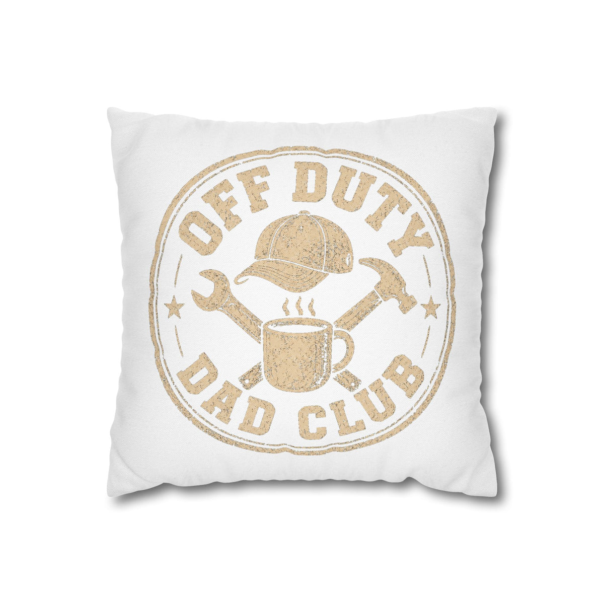 Off Duty Dad Club Pillowcase — Rustic Father's Day Decorative Throw Pillow Cover Milo Bailey Dog Dad Mom