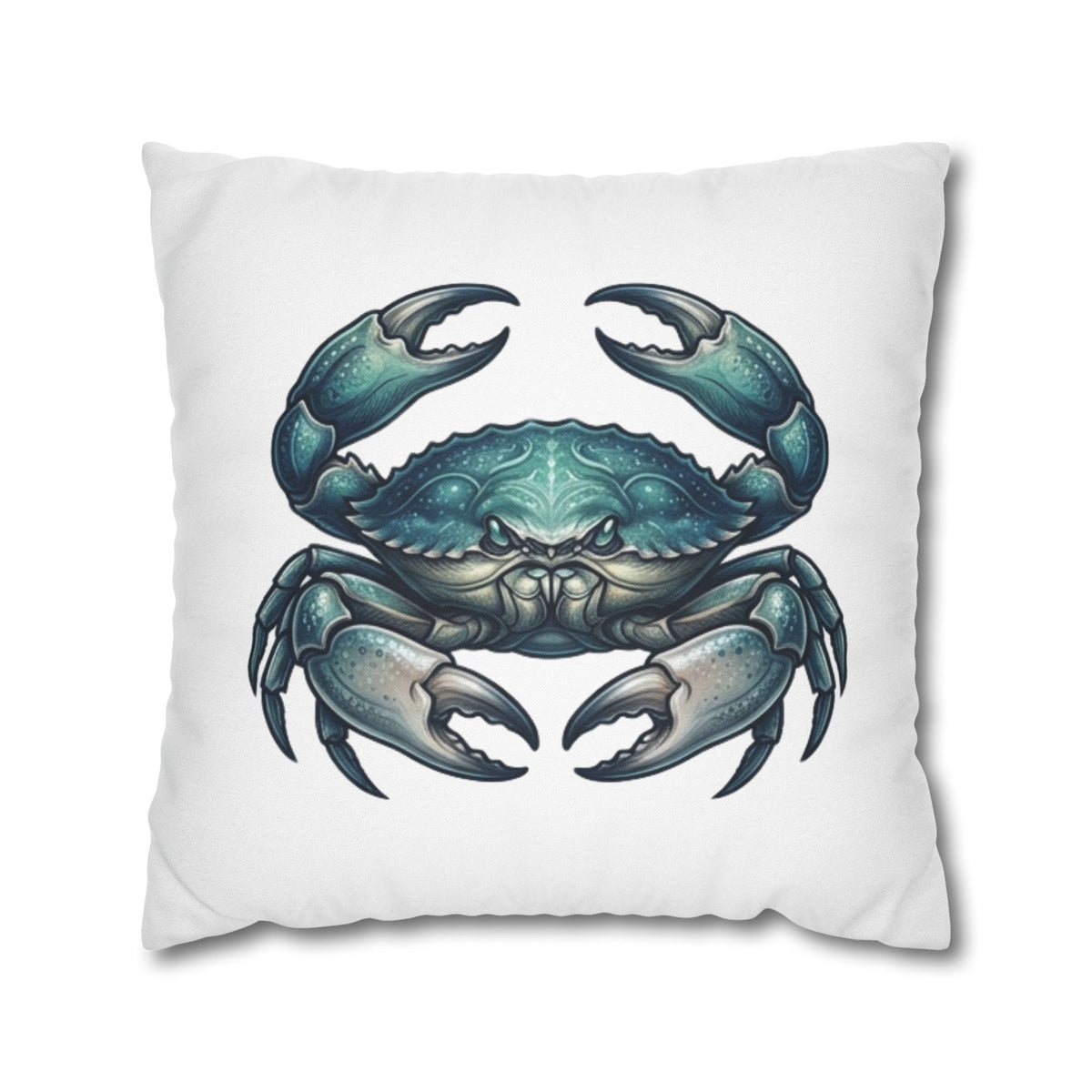 Cancer Zodiac Blue Crab Decorative Pillowcase — Coastal Beach House Accent