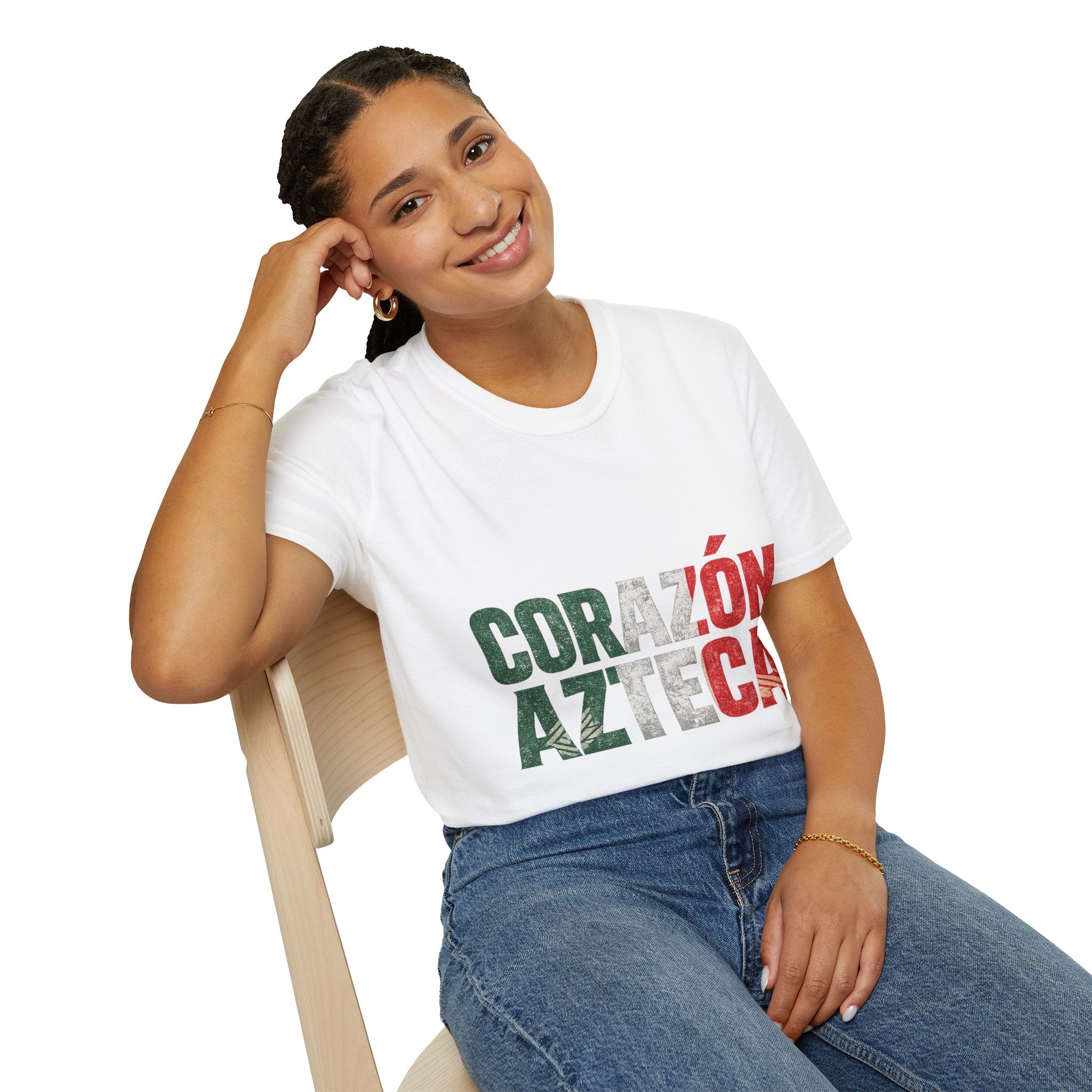 Mexico Corazón Azteca T-Shirt — Mexican Pride Flag Text Tee