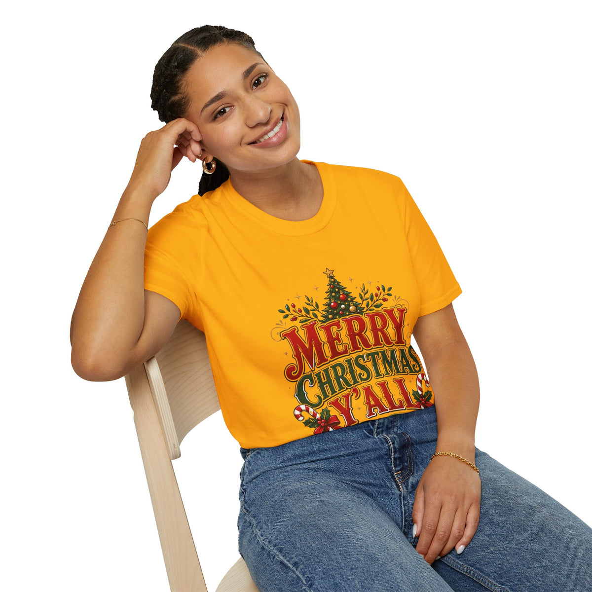 Merry Christmas Y'all T-Shirt — Festive Holiday Tree Tee