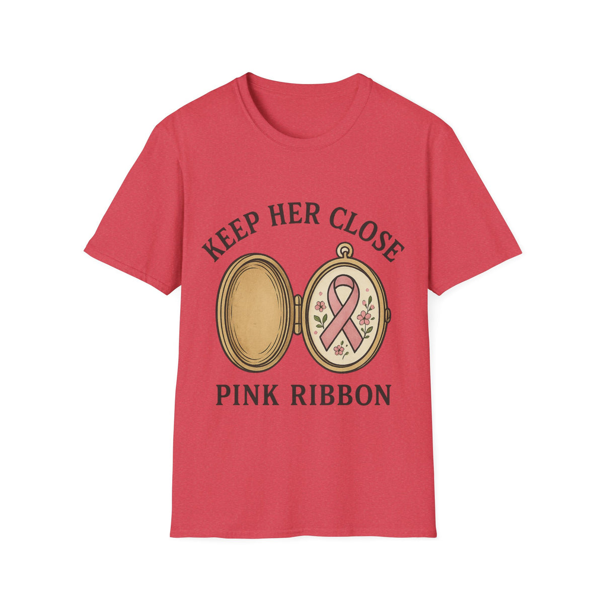 Keep Her Close Pink Ribbon Vintage Locket Graphic Tee - Trending Now - September 2026