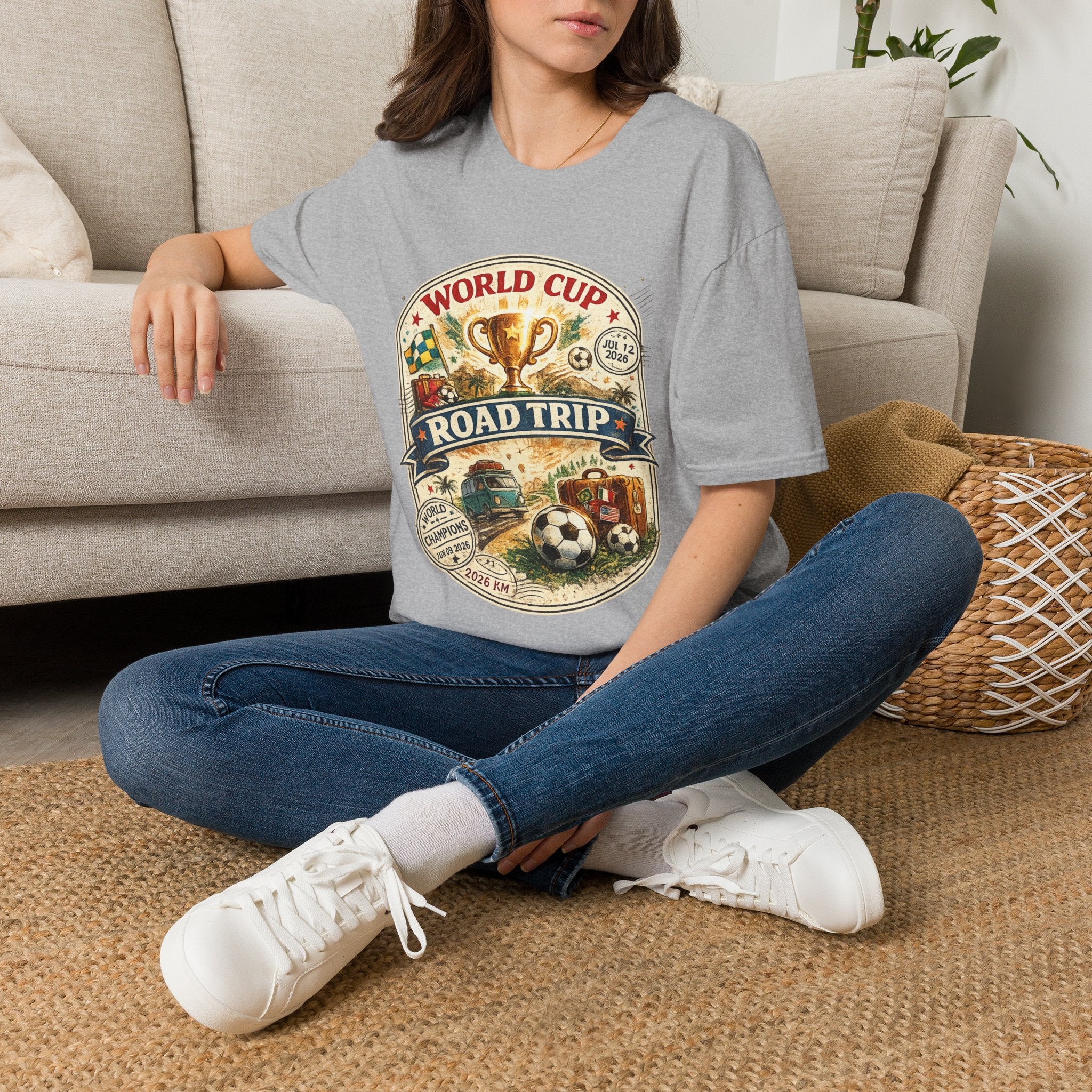 World Cup Road Trip T-Shirt — Vintage Soccer Trophy Design
