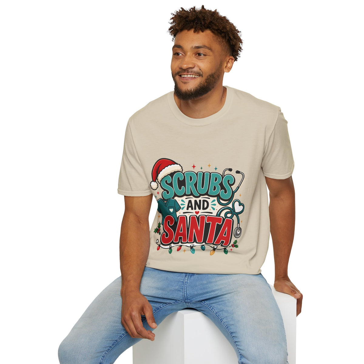 Scrubs and Santa Christmas T-Shirt — Cute Holiday Nurse Tee
