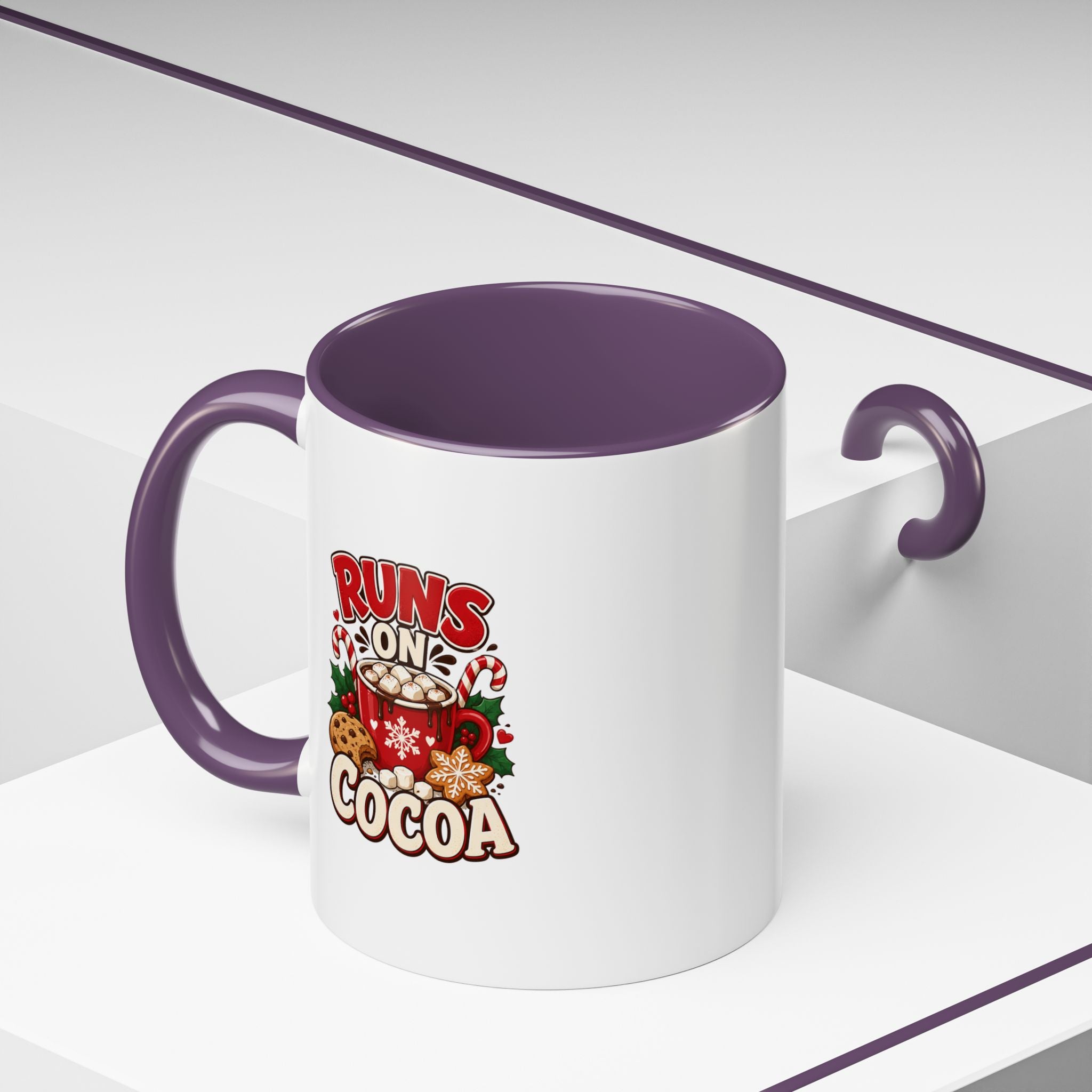 Runs on Cocoa Accent Coffee Mug — Holiday Hot Cocoa Gift