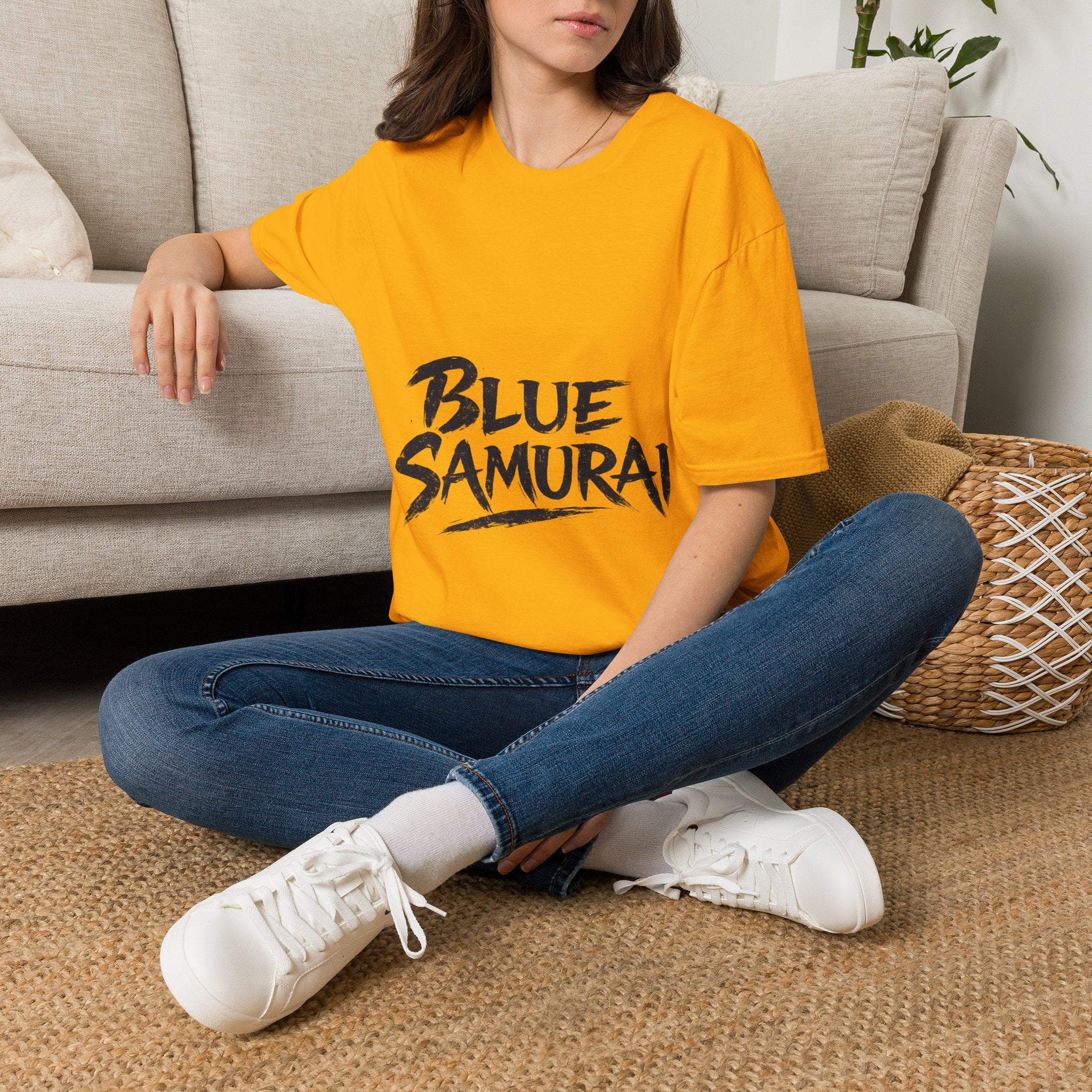 Japan Blue Samurai T-Shirt — Bold Brushstroke Graphic Tee
