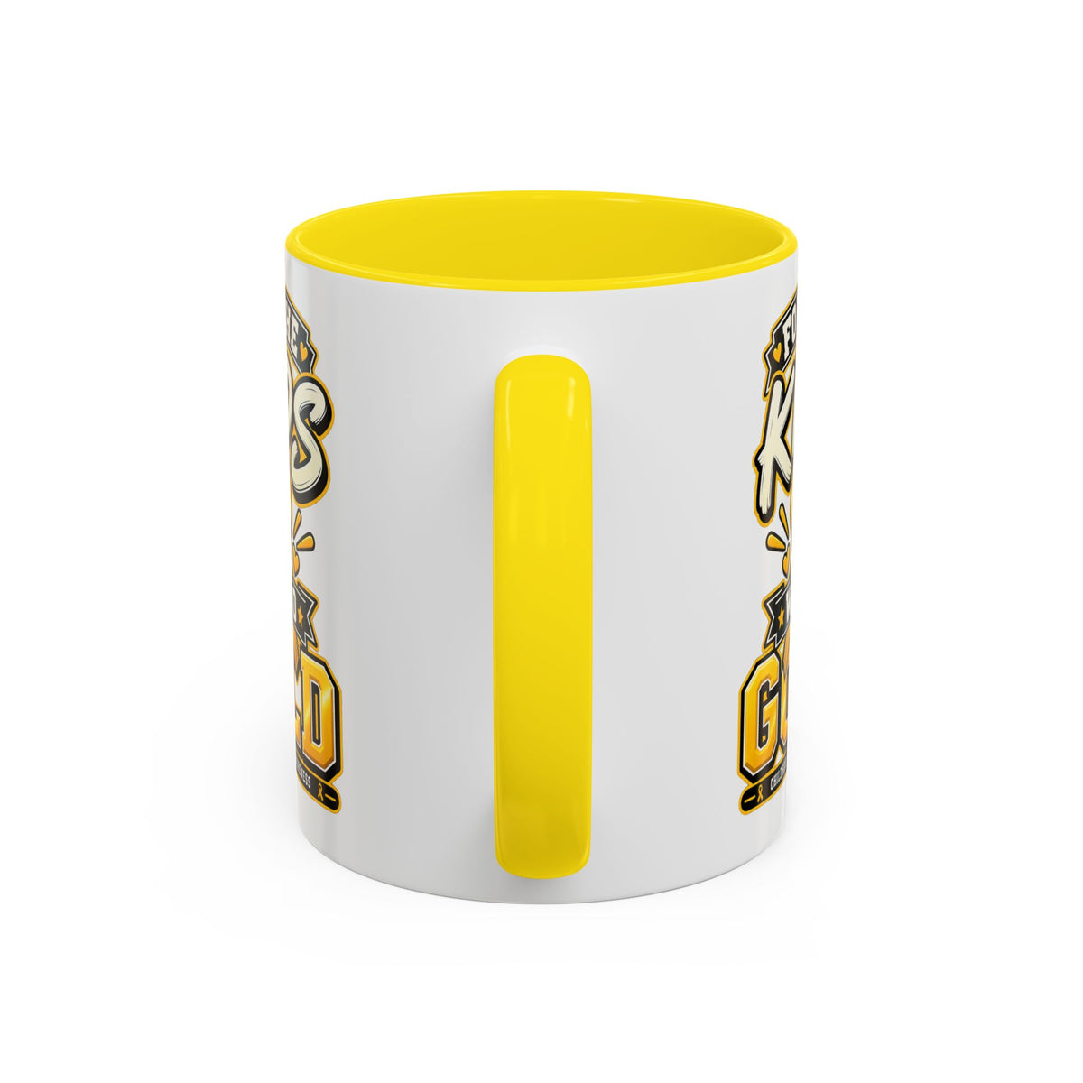 For The Kids We Go Gold Accent Coffee Mug — Childhood Cancer Awareness 11/15oz